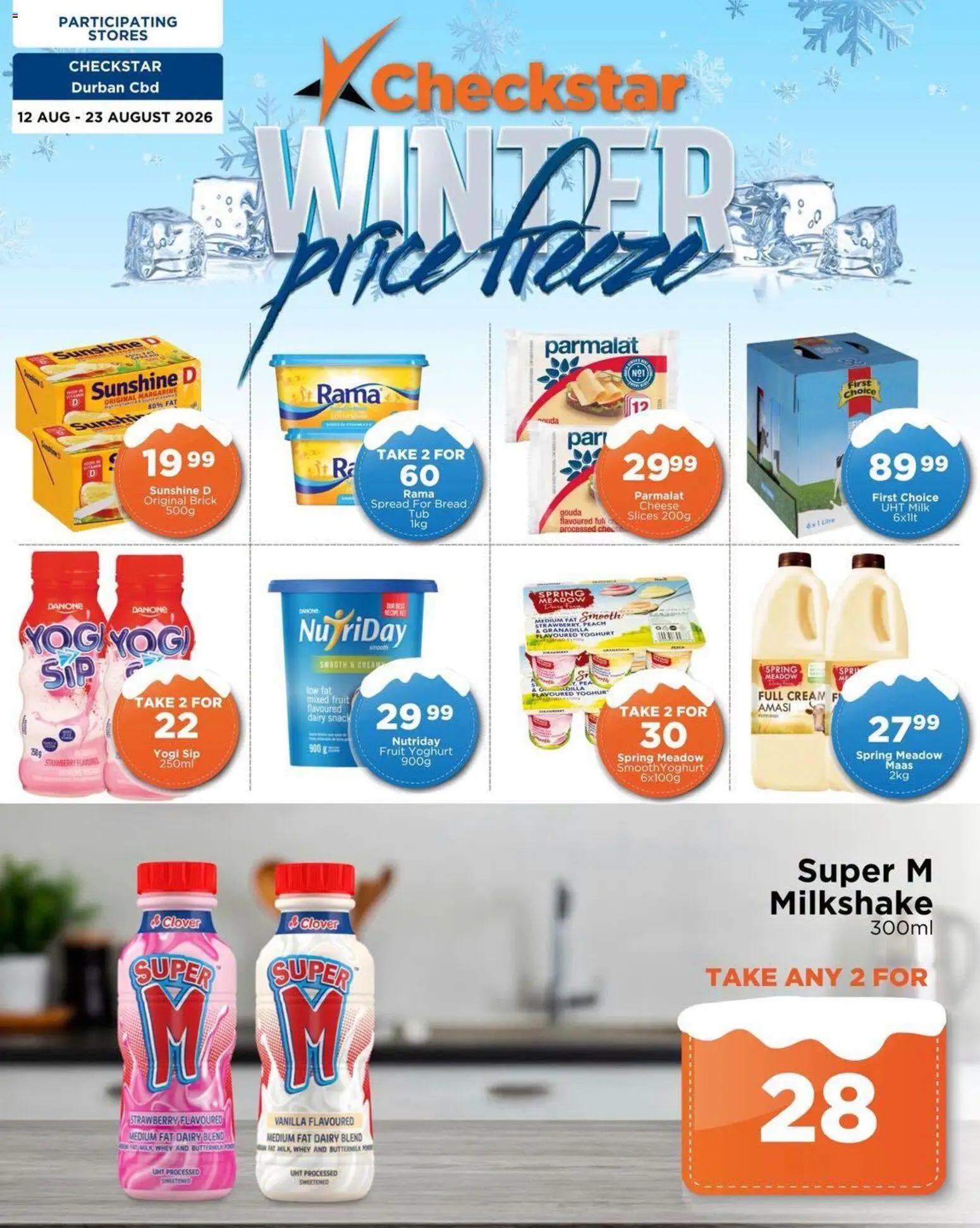 New Check Star catalogue – valid from 12/08/2026 | Page: 1 | Products: Hat, Yoghurt, Milk, Peach