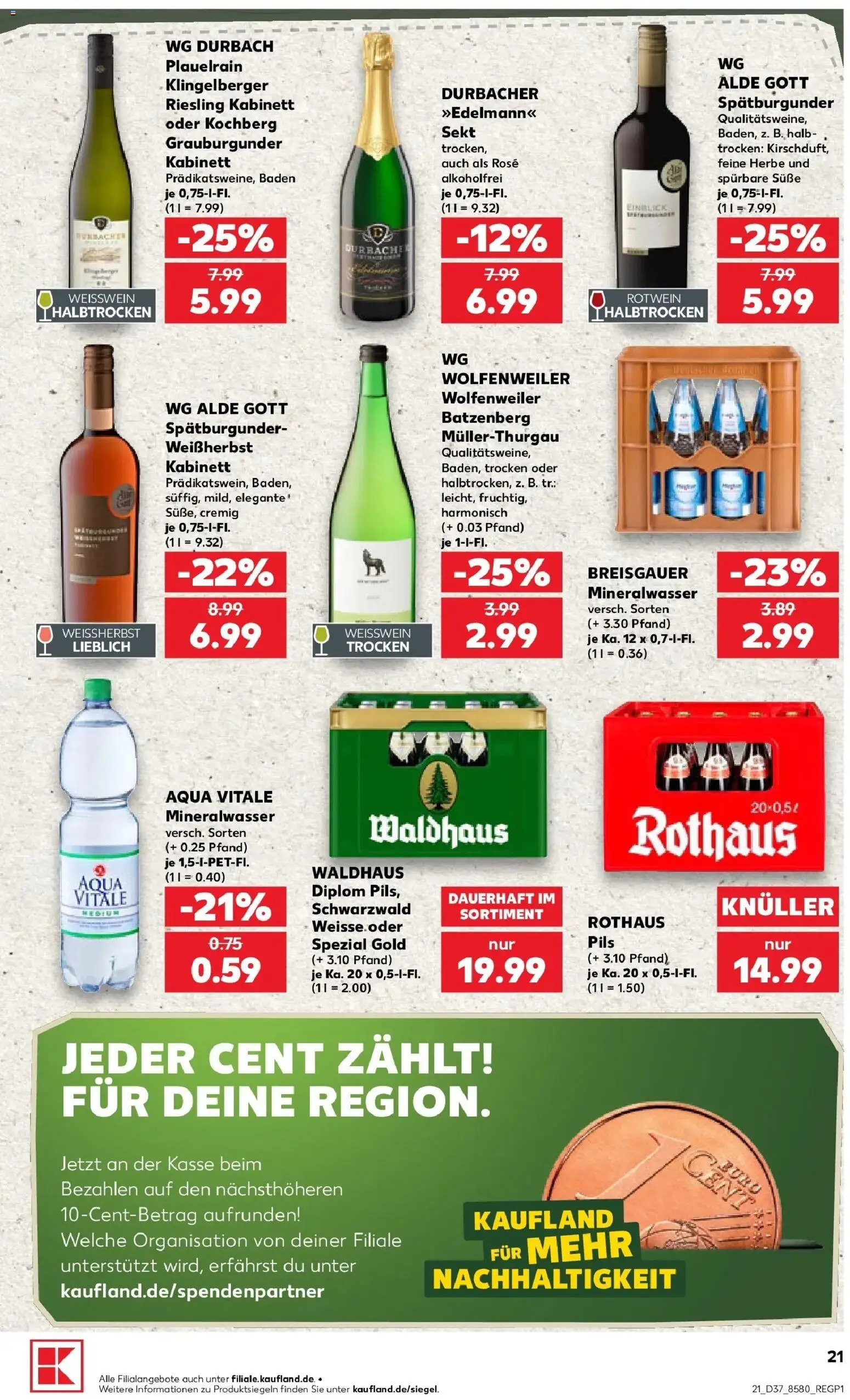 Prospekt Kaufland ab 10.09.2026 » Angebote Online zum Blättern | Seite: 21 | Produkte: Weißwein, Sekt, Pils, Mineralwasser