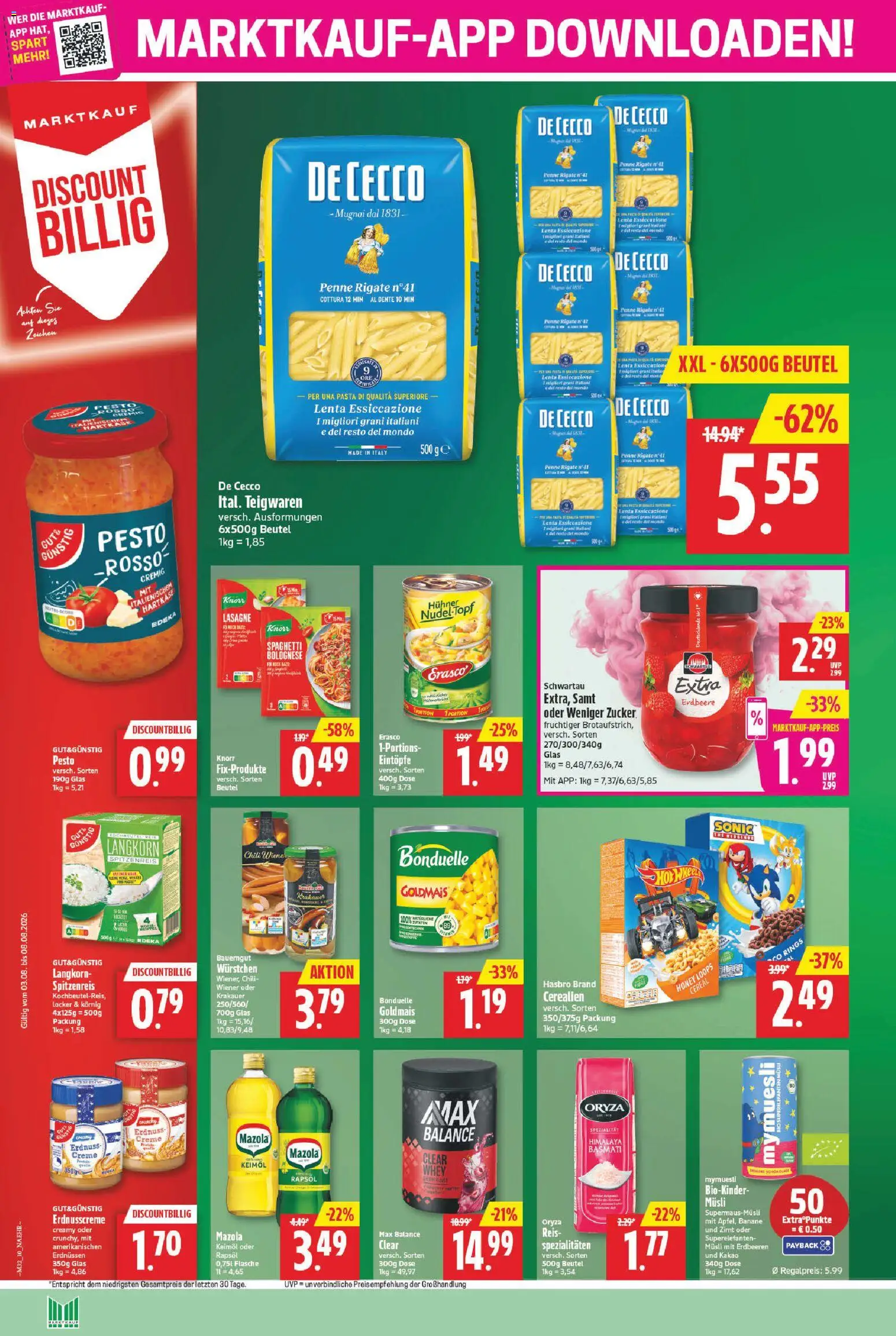 Marktkauf Prospekt – gültig ab 03.08.2026 | Seite: 10 | Produkte: Musli, Chili, Pasta, Reis