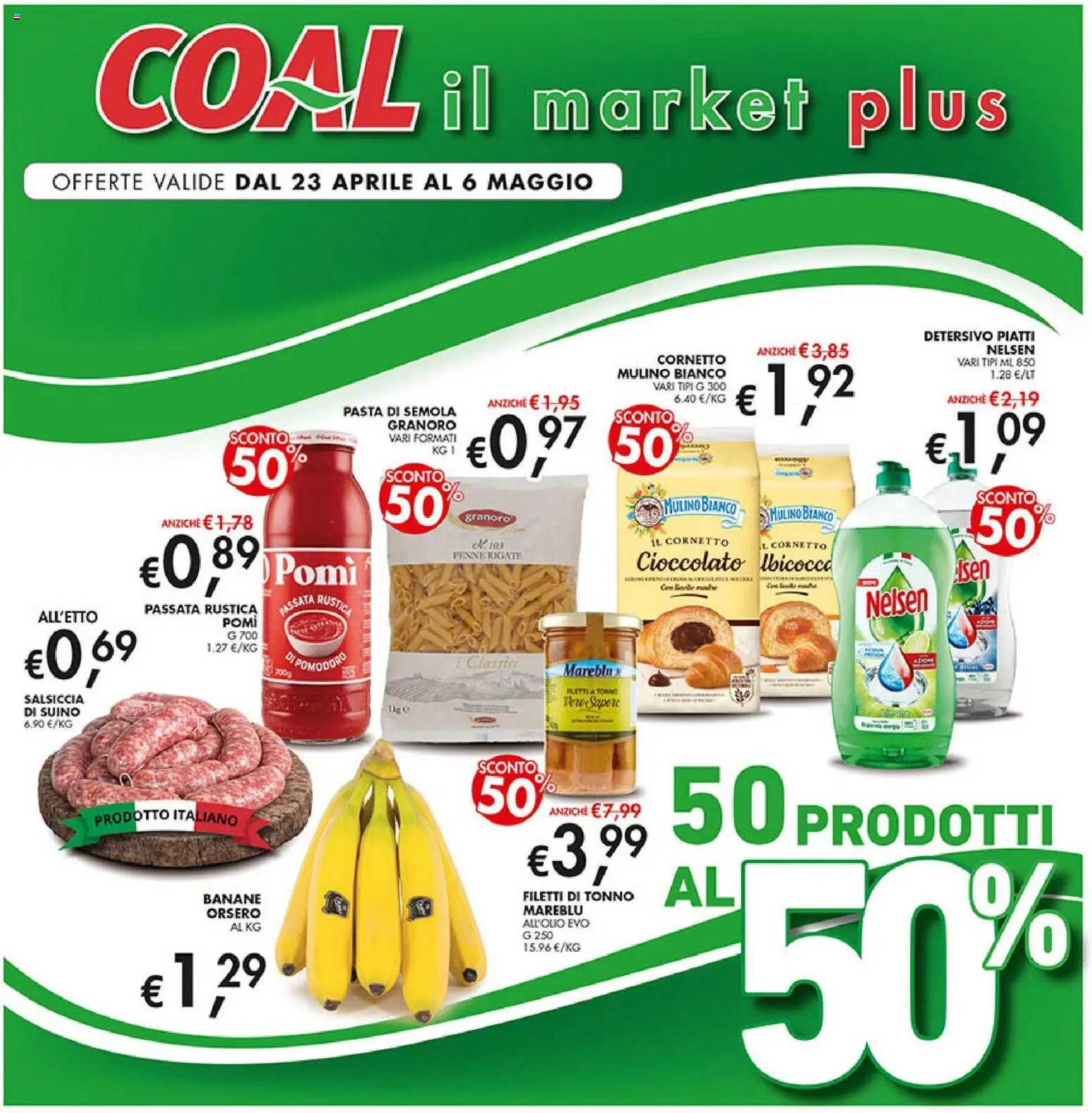 Volantino Coal del 23.04.2026 | Pagina: 1 | Prodotti: Suino, Salsiccia, Tonno, Penne
