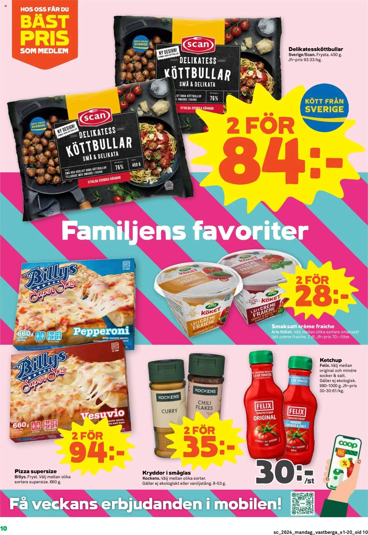 Coop Forum reklamblad aktuell från 08.06.2026 | Sida: 10 | Produkter: Creme fraiche, Chili, Pizza, Basilika
