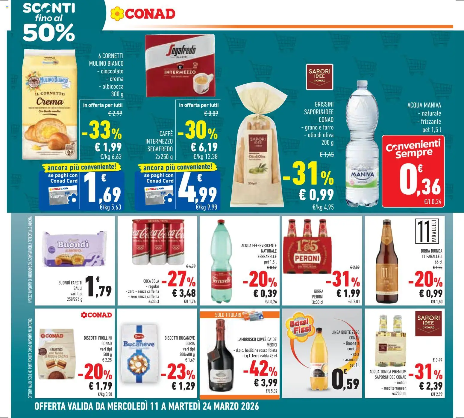 Volantino Conad del 11.03.2026 | Pagina: 24 | Prodotti: Cioccolato, Birra, Biscotti, Olio