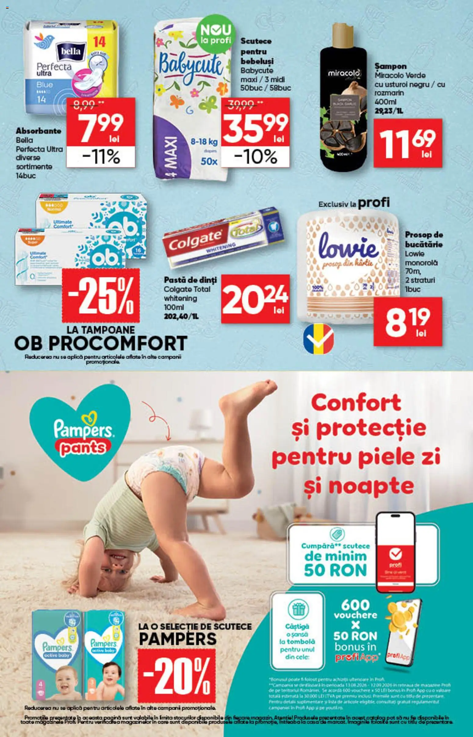 Noul catalog Profi – valabil de la 13.08.2026 | Pagină: 11 | Produse: Baby, Pampers, Aplică, Bella