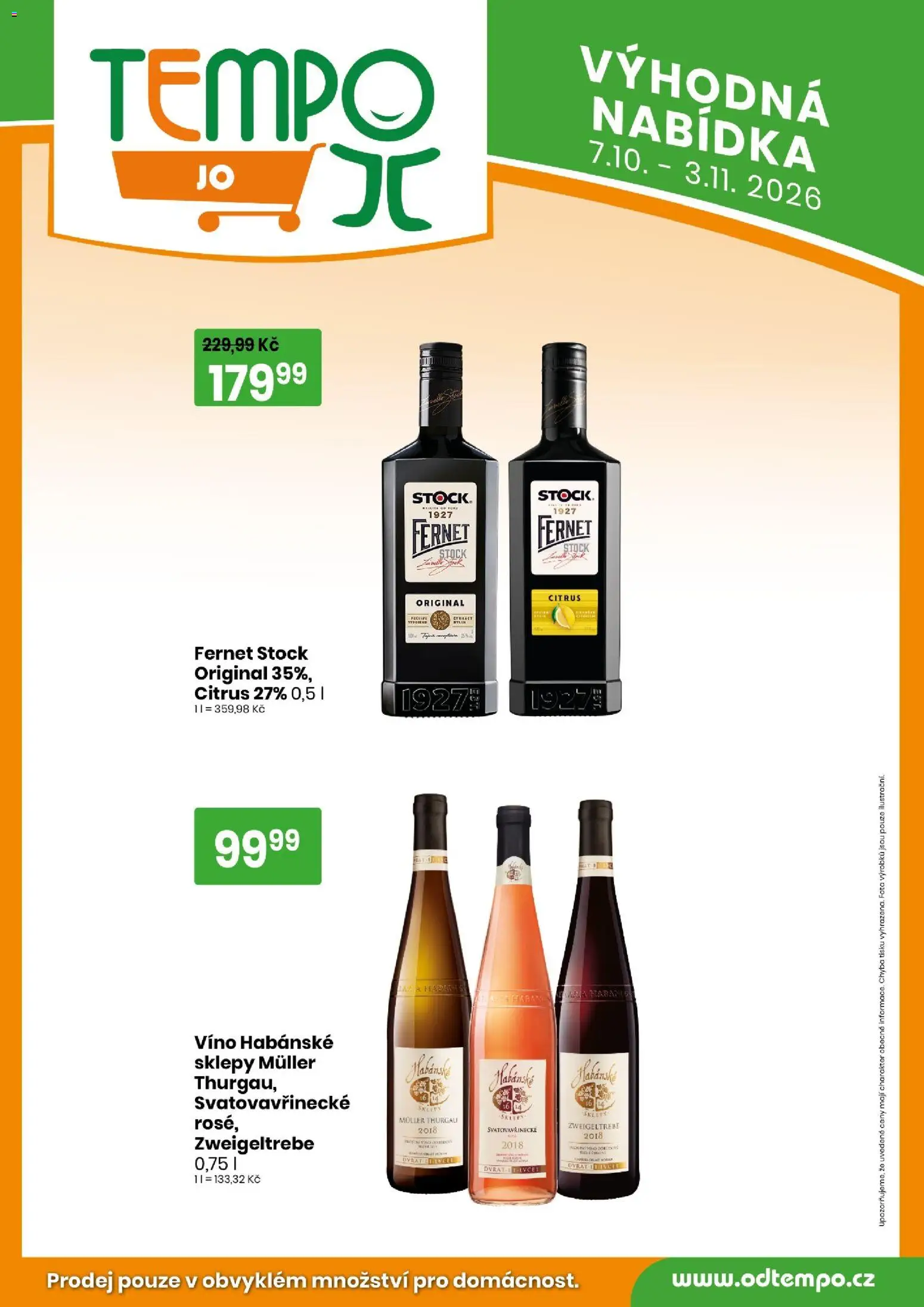 Tempo leták - JO od 07.10.2026 | Strana: 7 | Produkty: Fernet Stock, Víno, Habánské sklepy, Fernet