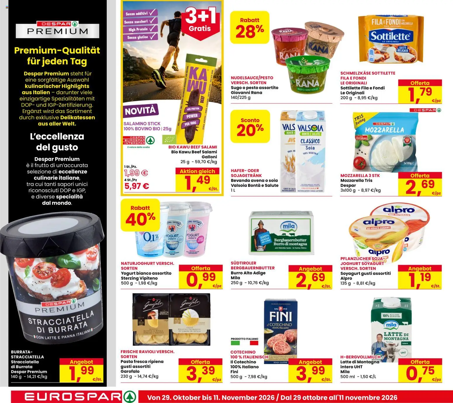 Volantino Eurospar del 29/10/2026 | Pagina: 8 | Prodotti: Tartufo, Mozzarella, Burro, Sugo