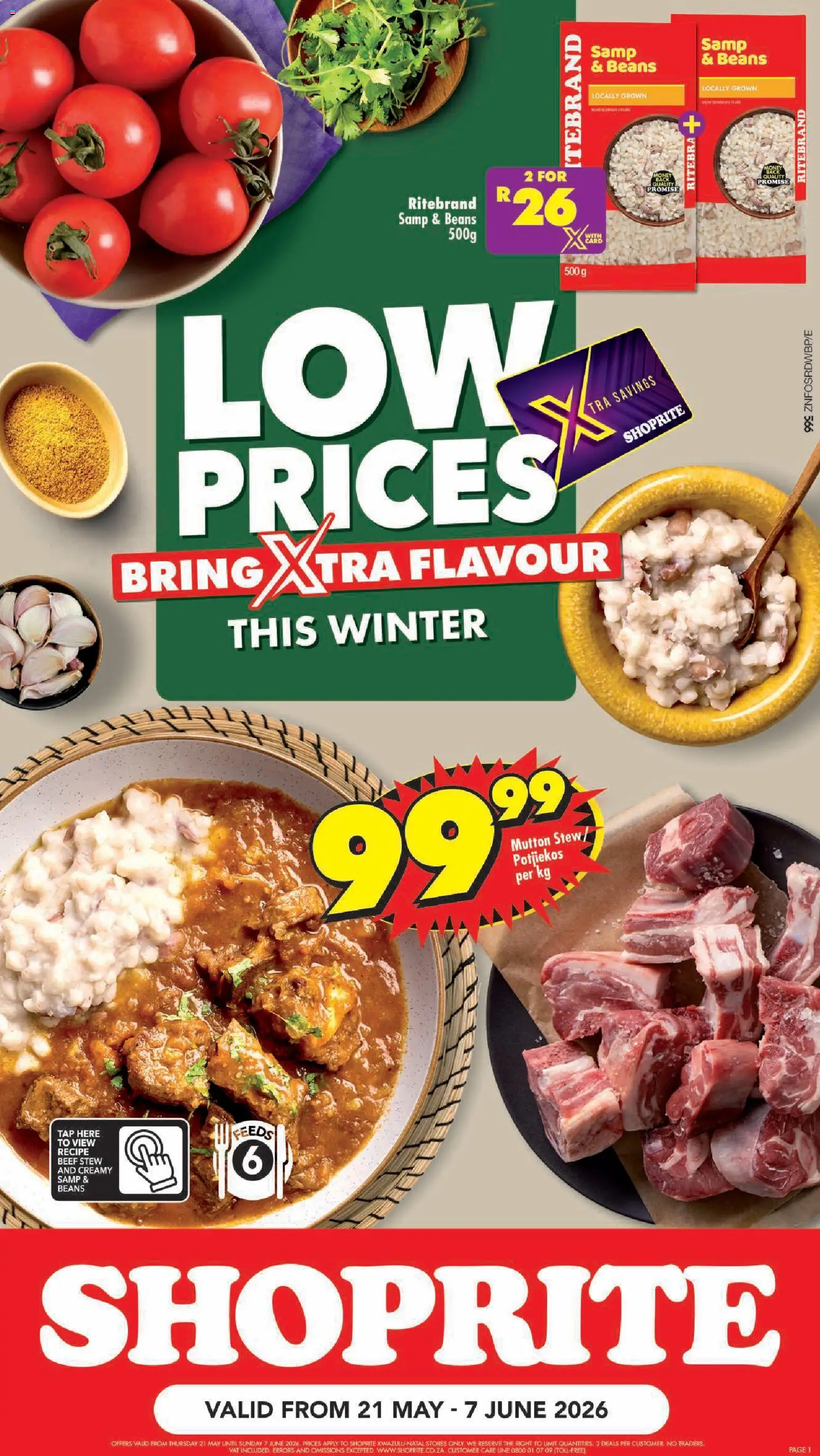 New Shoprite catalogue – valid from 21.05.2026 | Page: 1 | Products: Beans, Beef, Tap