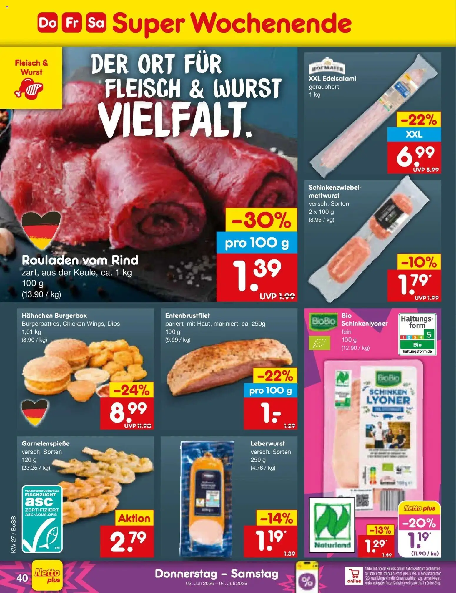 Netto Marken-Discount Prospekt Stadtlohn – gültig ab 29.06.2026 | Seite: 58 | Produkte: Hahnchen, Wurst, Schinken, Fleisch