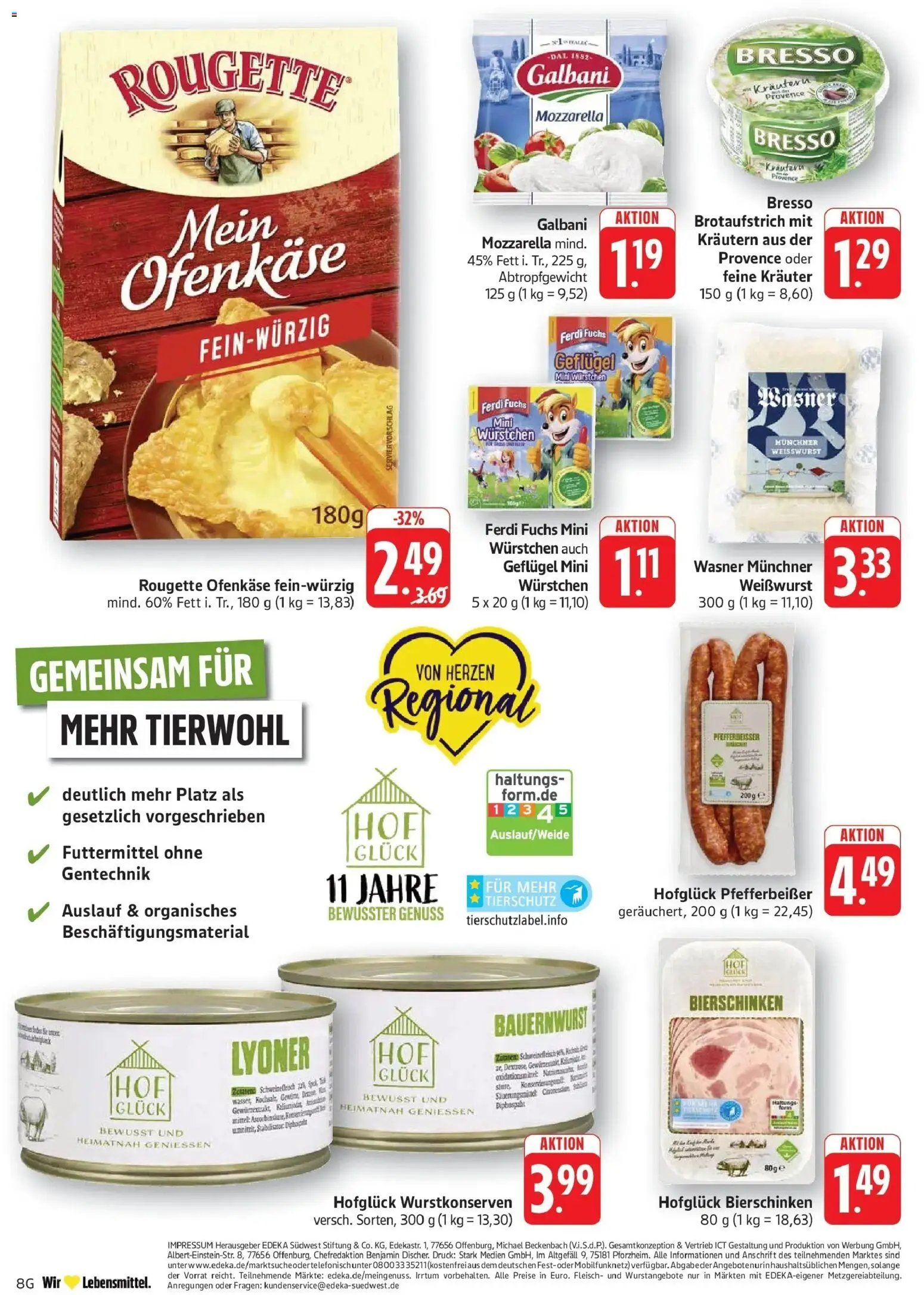 Edeka Prospekt Eislingen (ab 14.09.2026) » Angebote Online | Seite: 8 | Produkte: Mozzarella, Rougette ofenkase, Bresso, Schweinefleisch