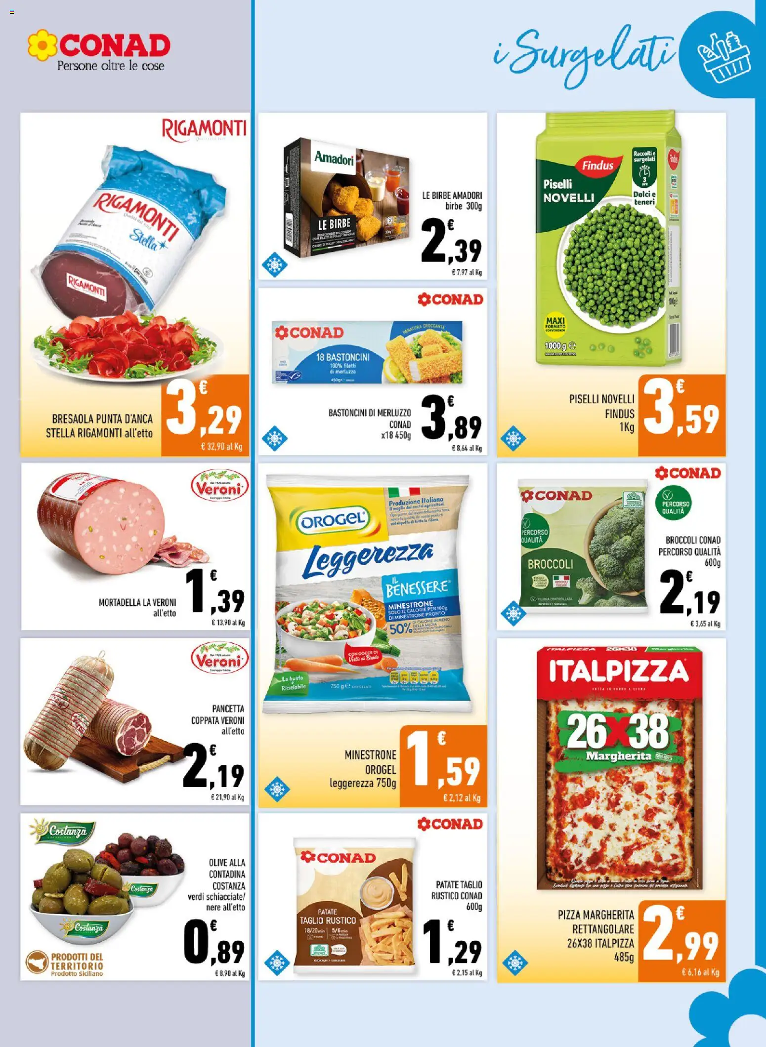 Volantino Conad del 21/10/2026 | Pagina: 5 | Prodotti: Merluzzo, Olive, Piselli, Mortadella
