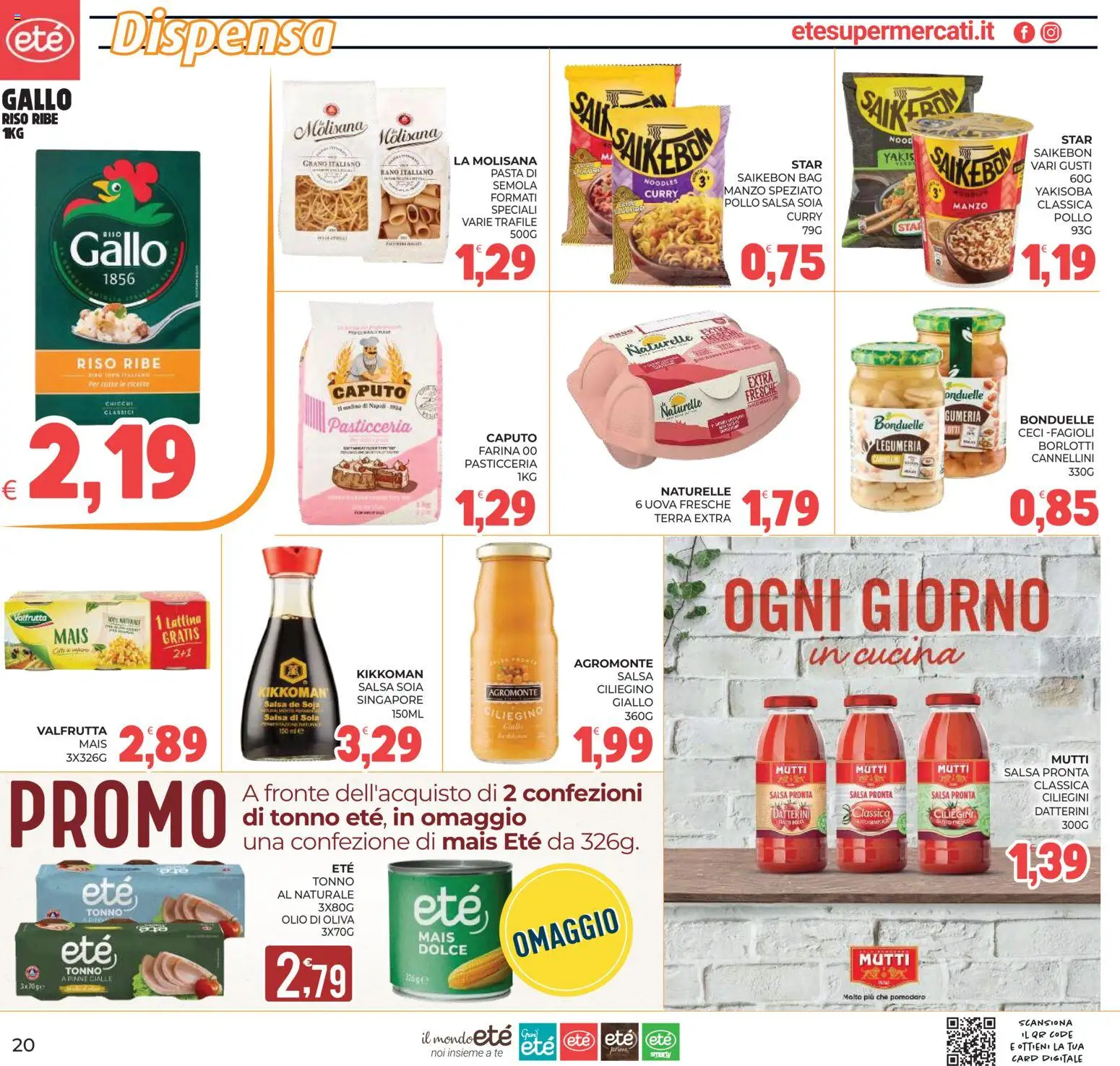 Volantino Eté del 12.06.2026 | Pagina: 20 | Prodotti: Uova, Mutti, Mais, Mutti salsa