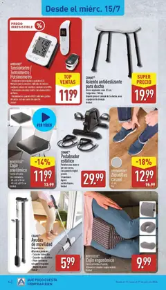 Vista previa Aldi folleto Península válido desde el 13/07/2026 | Página: 14 | Productos: Zapatillas, Video, Bastón, Cojín