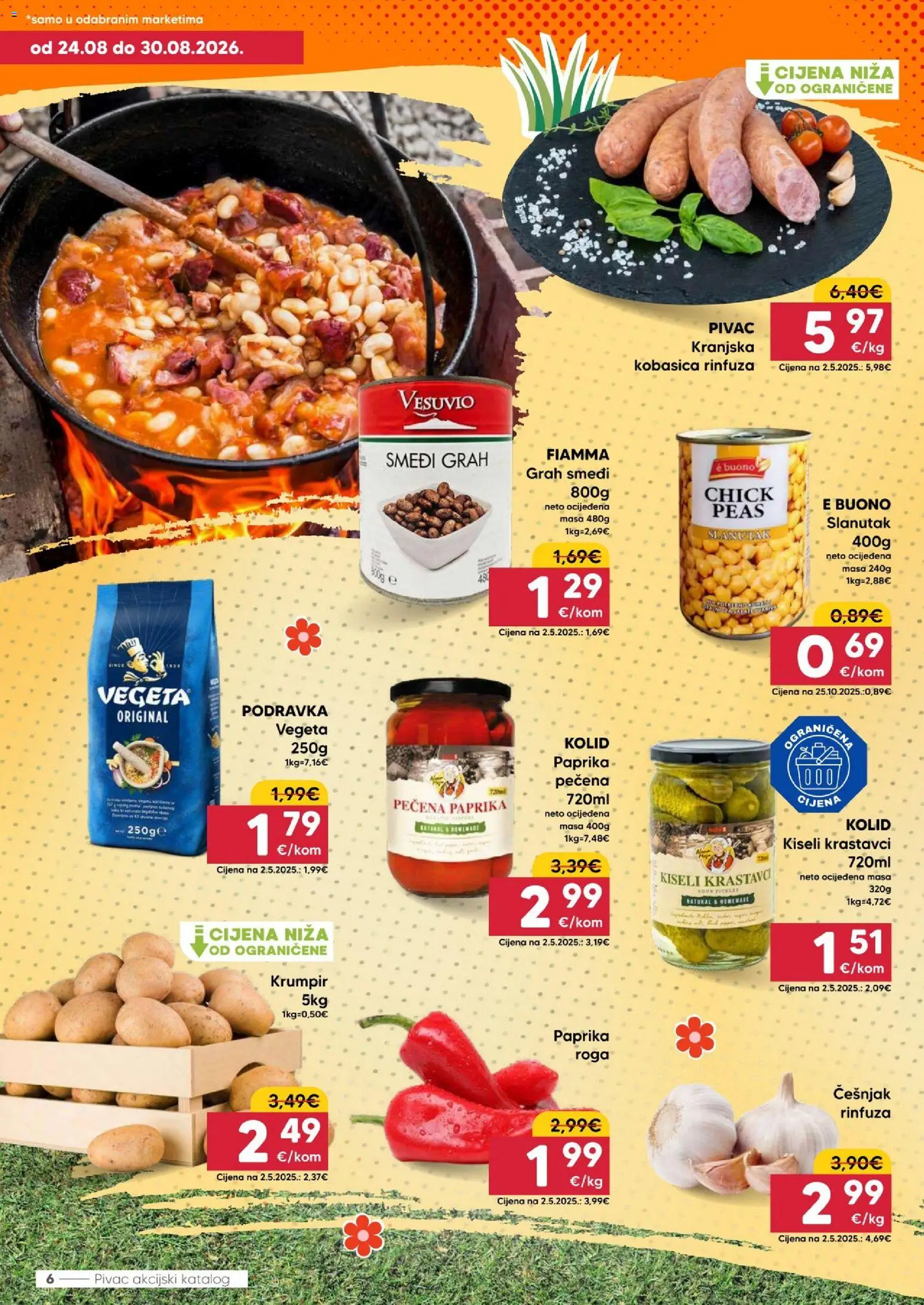 Pivac katalog | vrijedi od 24.08.2026 | Stranica: 6 | Proizvodi: Podravka, Paprika, Češnjak, Kiseli krastavci
