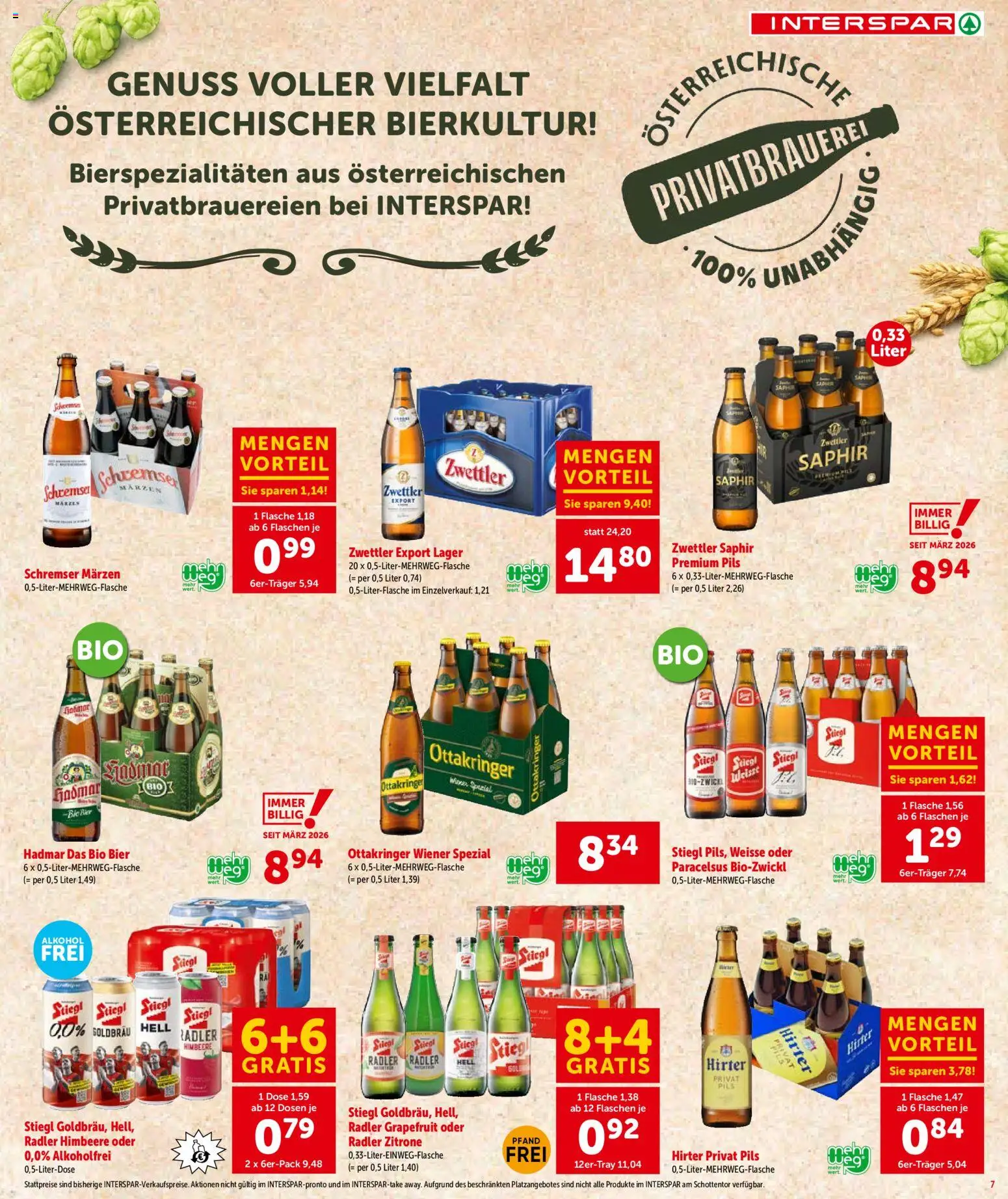 Interspar Flugblatt - Wien gültig ab 18.06.2026 | Seite: 7 | Produkte: Grapefruit, Zitrone, Himbeere, Bier