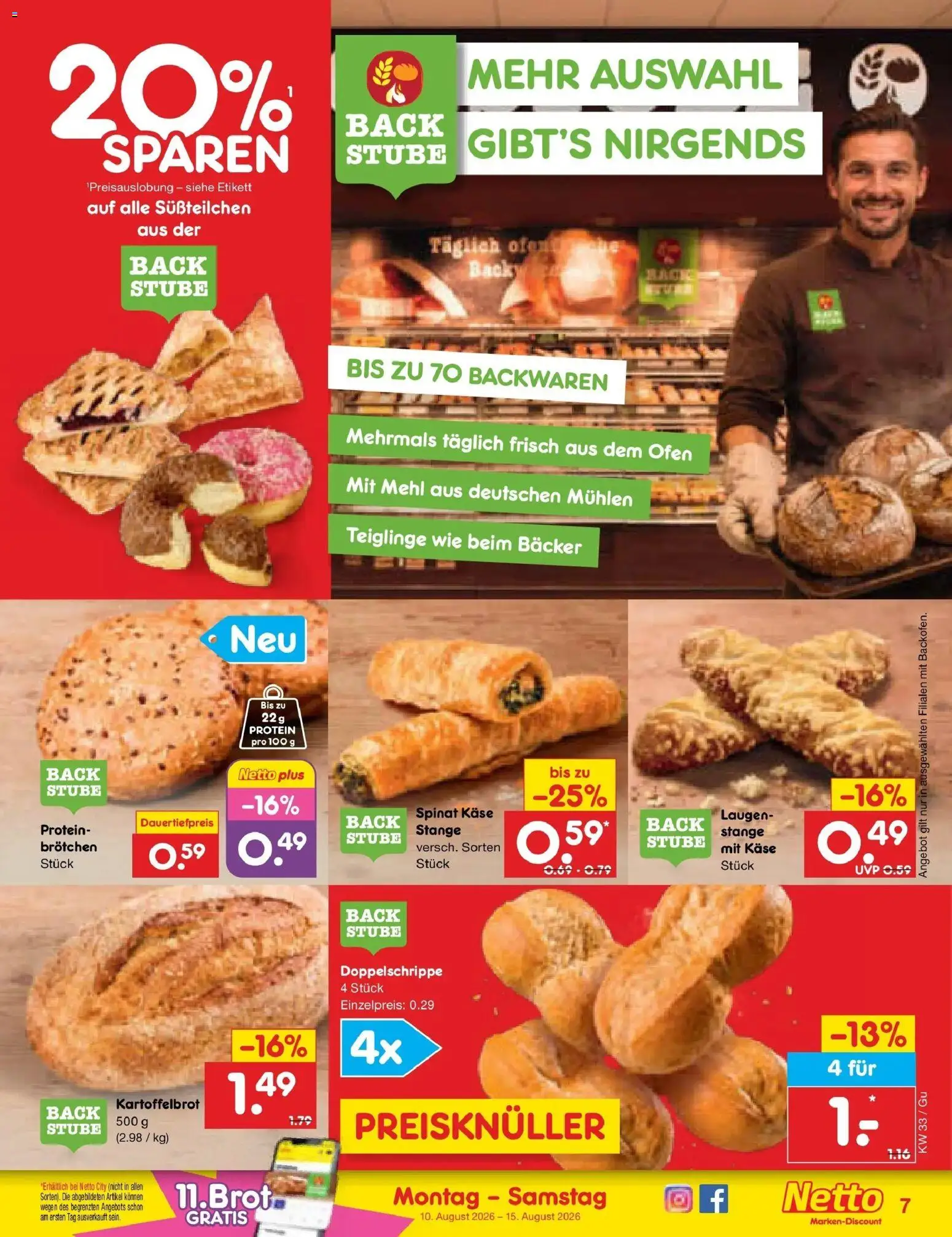 Netto Marken-Discount Prospekt Augustusburg (ab 10.08.2026) » Angebote | Seite: 7 | Produkte: Ofen, Mehl, Käse