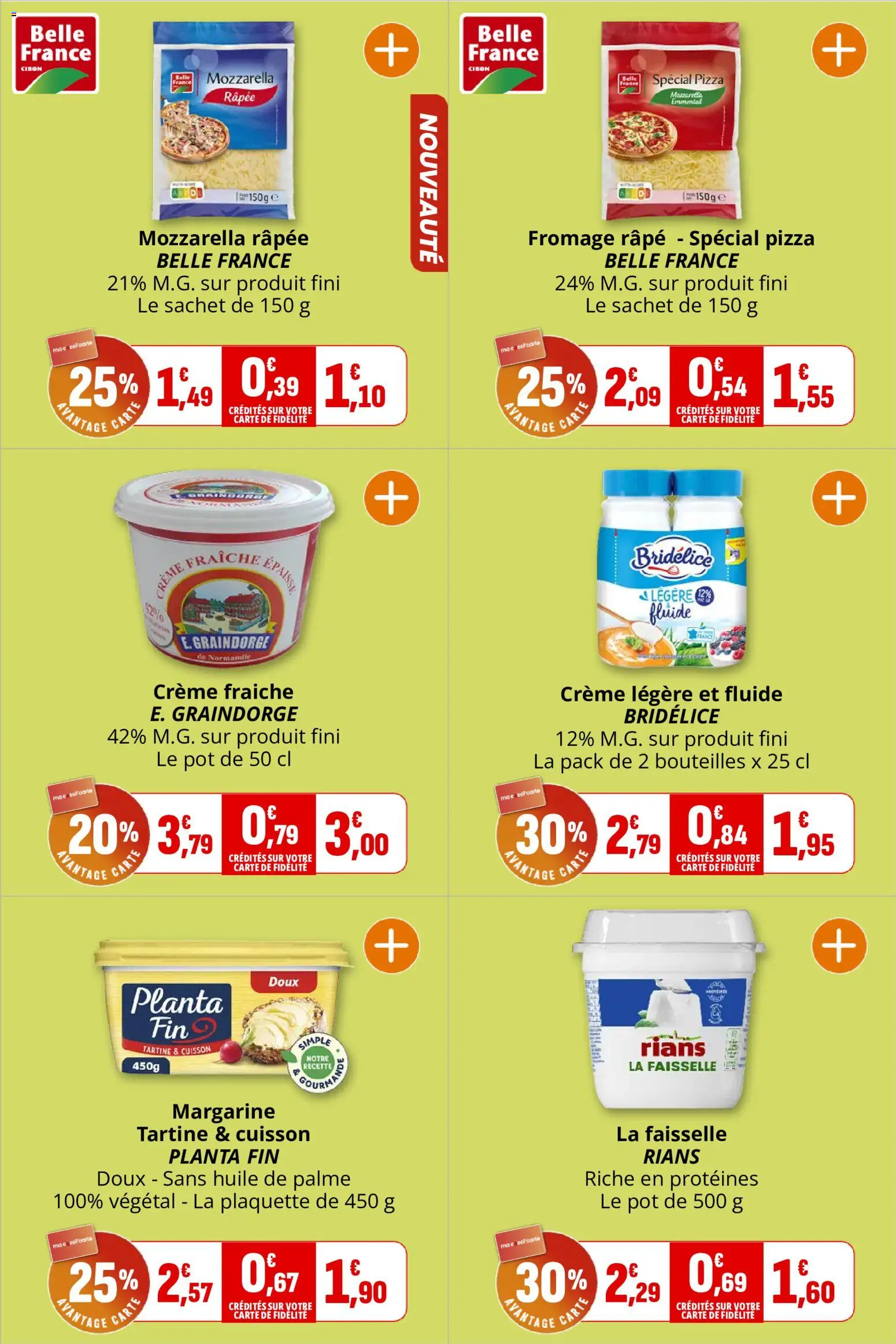 {H1} | Page: 14 | Produits: Margarine, Fromage, Pizza, Crème fraiche