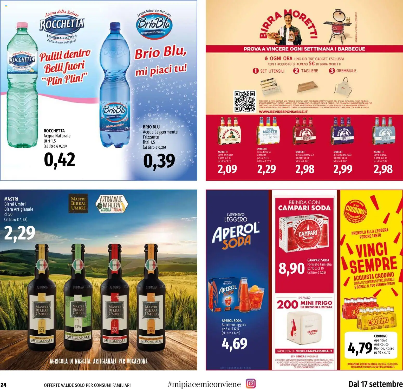 Volantino EMI del 17/09/2026 | Pagina: 24 | Prodotti: Campari, Barbecue, Birra Moretti, Acqua minerale