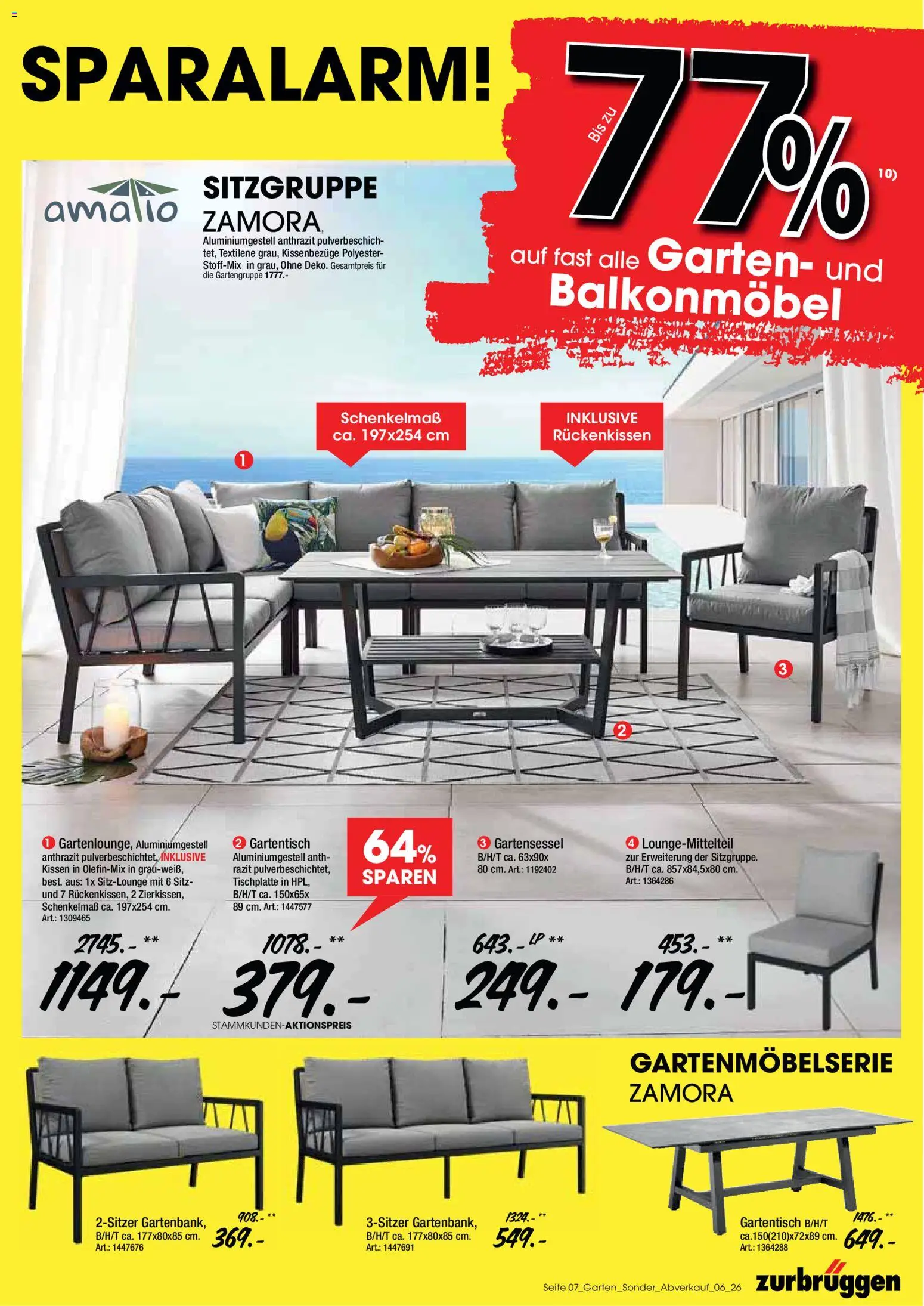 Zurbrüggen Gartenmöbel Sparalarm – gültig ab 10.08.2026 | Seite: 7 | Produkte: Kissen