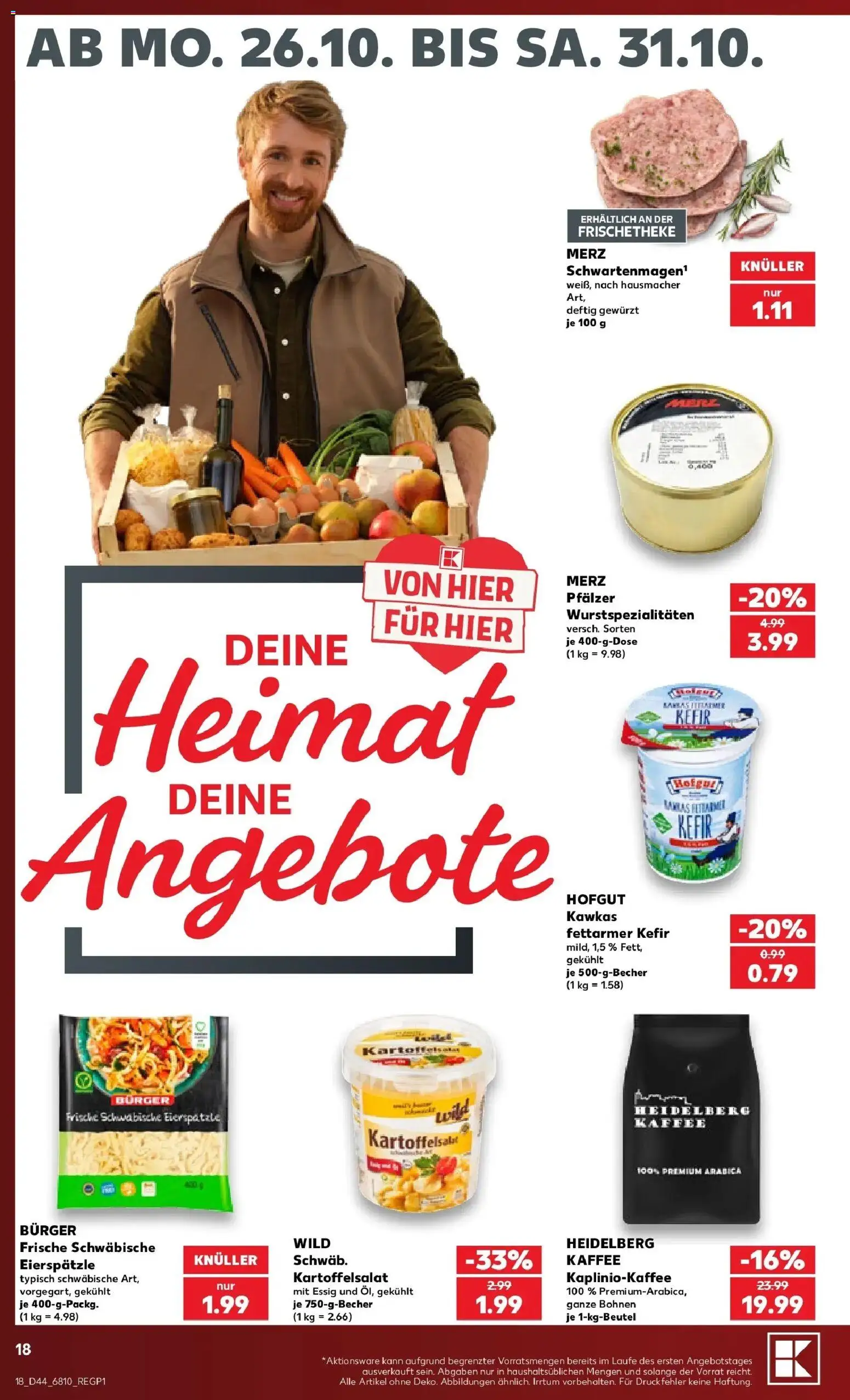 Prospekt Kaufland ab 26.10.2026 » Angebote Online zum Blättern | Seite: 22 | Produkte: Kefir, Kaffee, Essig, Burger