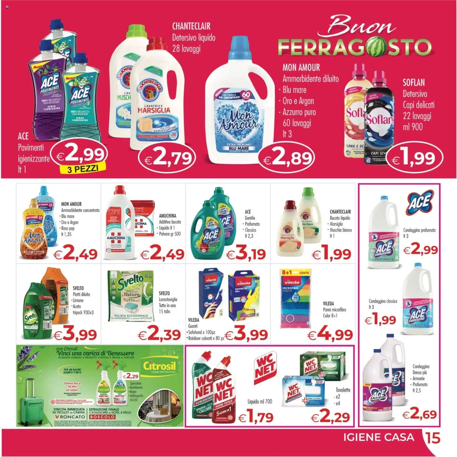Volantino MerSi Supermercati del 12/08/2026 | Pagina: 15 | Prodotti: Candeggina, Limone, Trolley, Profumo