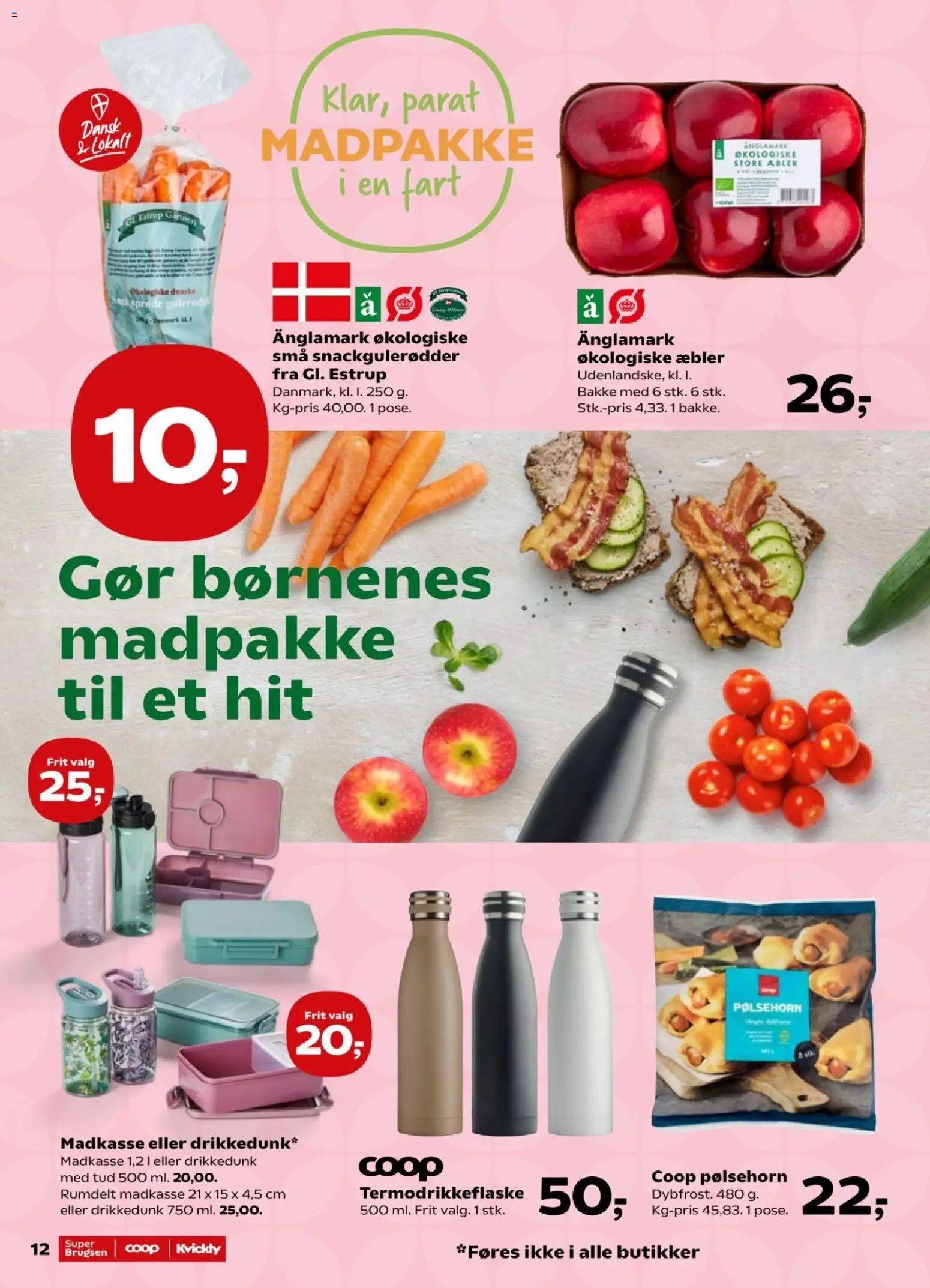 Kvickly tilbudsavis – gyldig fra 07/08/2026 | Side: 12 | Produkter: Pølsehorn, Æbler