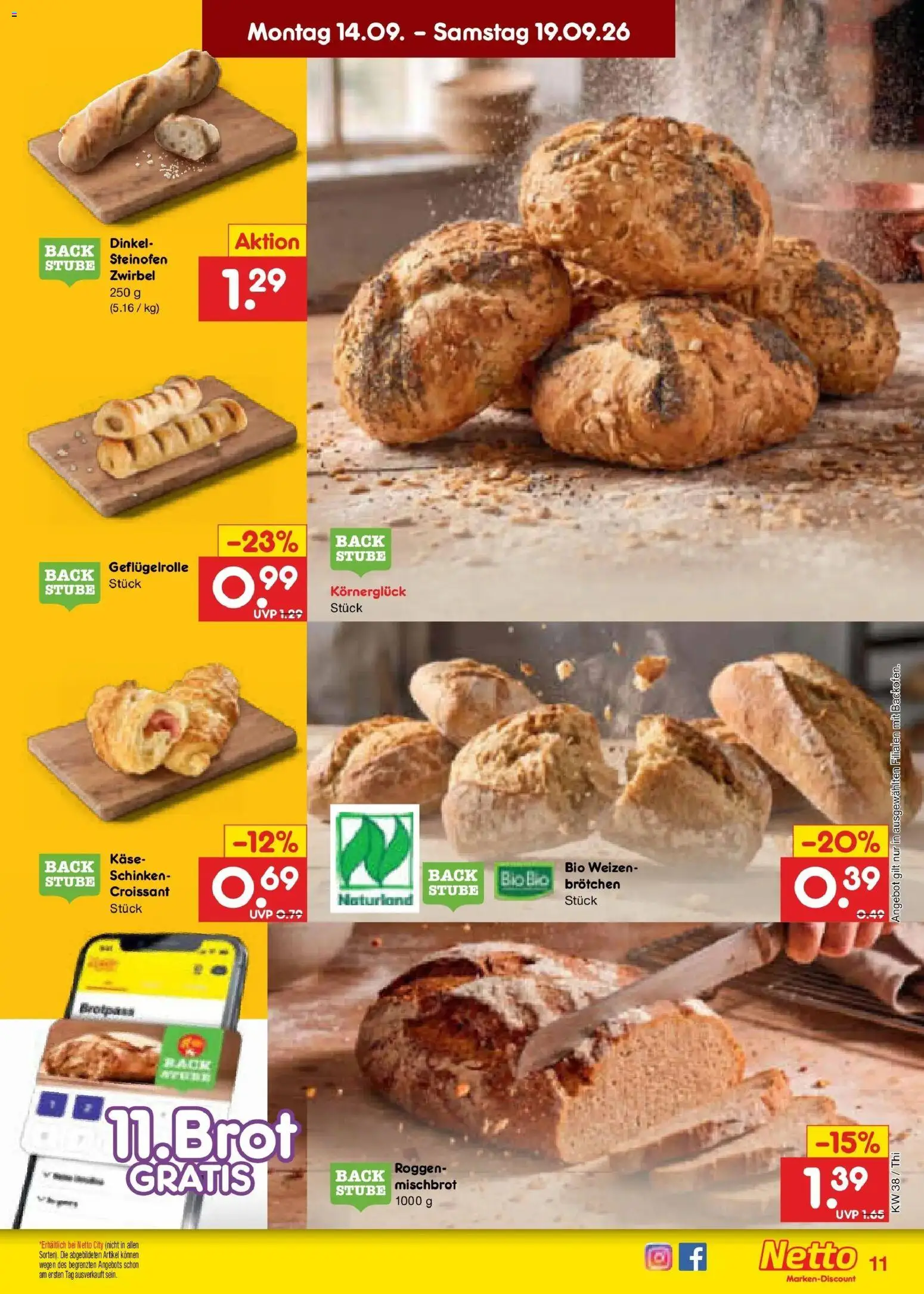 Netto Marken-Discount Prospekt Thiendorf – gültig ab 14.09.2026 | Seite: 15 | Produkte: Käse, Croissant, Schinken
