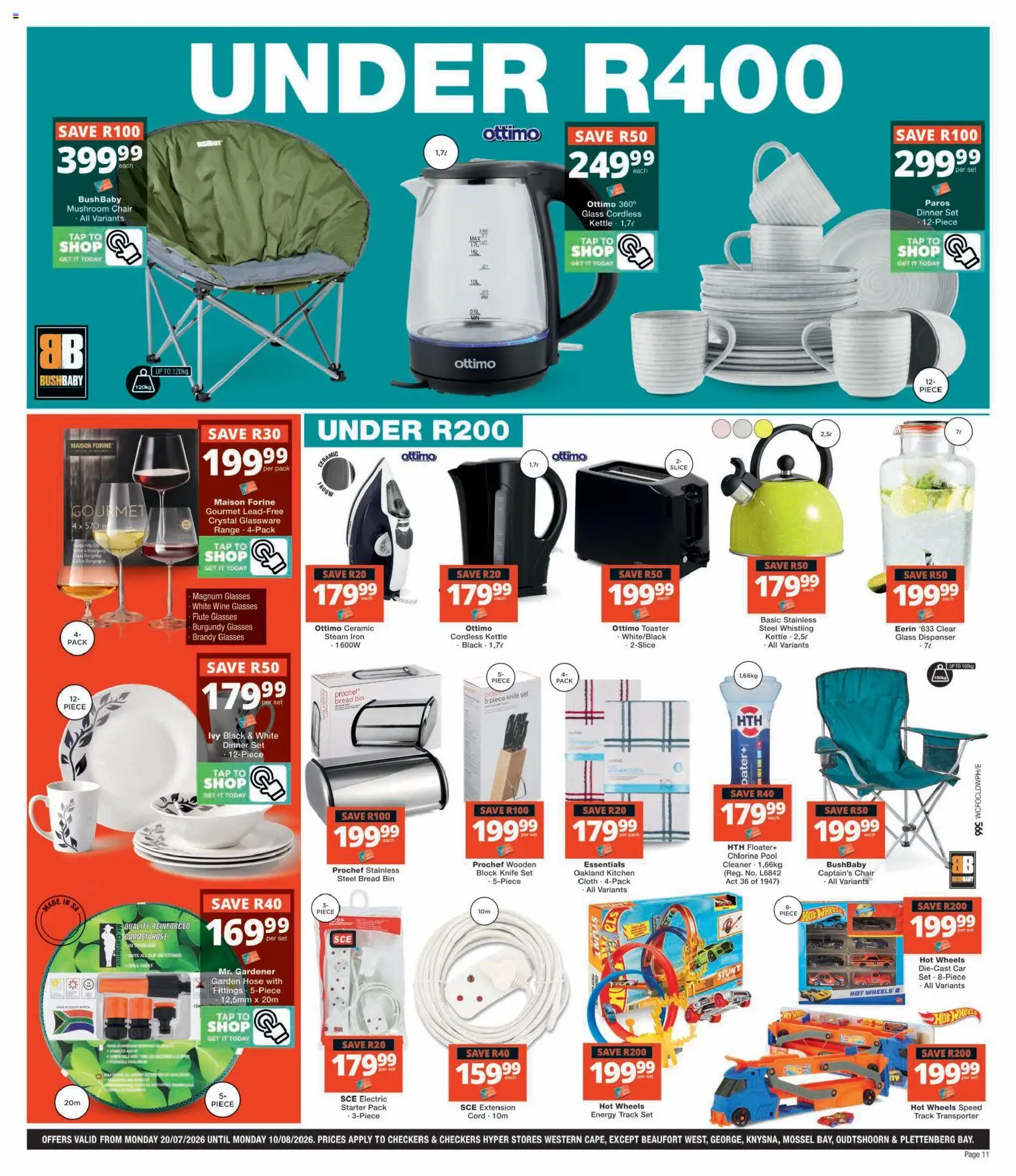 New Checkers catalogue – valid from 20/07/2026 | Page: 11 | Products: Kettle, Iron, Knife set, Bread