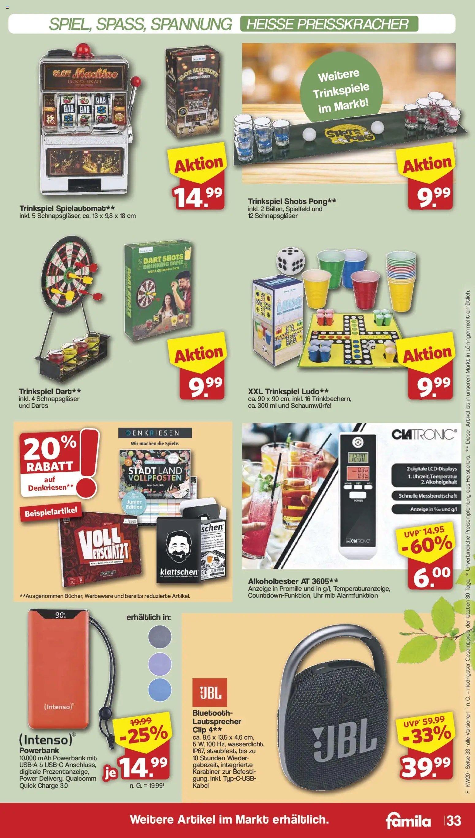 Famila Nordwest Prospekt 	 – gültig ab 11.05.2026 | Seite: 33 | Produkte: Kabel, Lautsprecher, Powerbank, Uhr