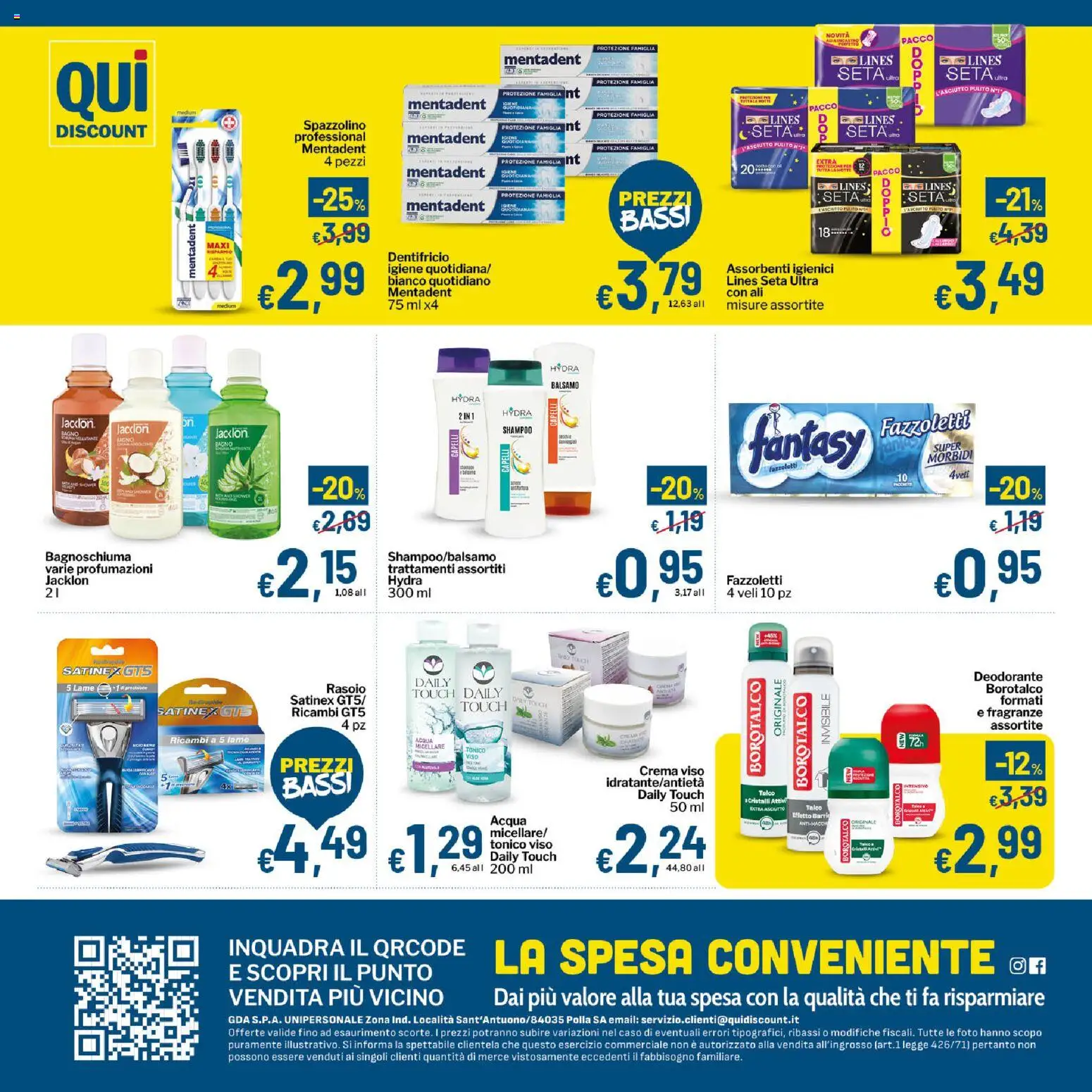 Volantino Qui Discount del 08.04.2026 | Pagina: 8 | Prodotti: Shampoo, Balsamo, Crema, Crema viso