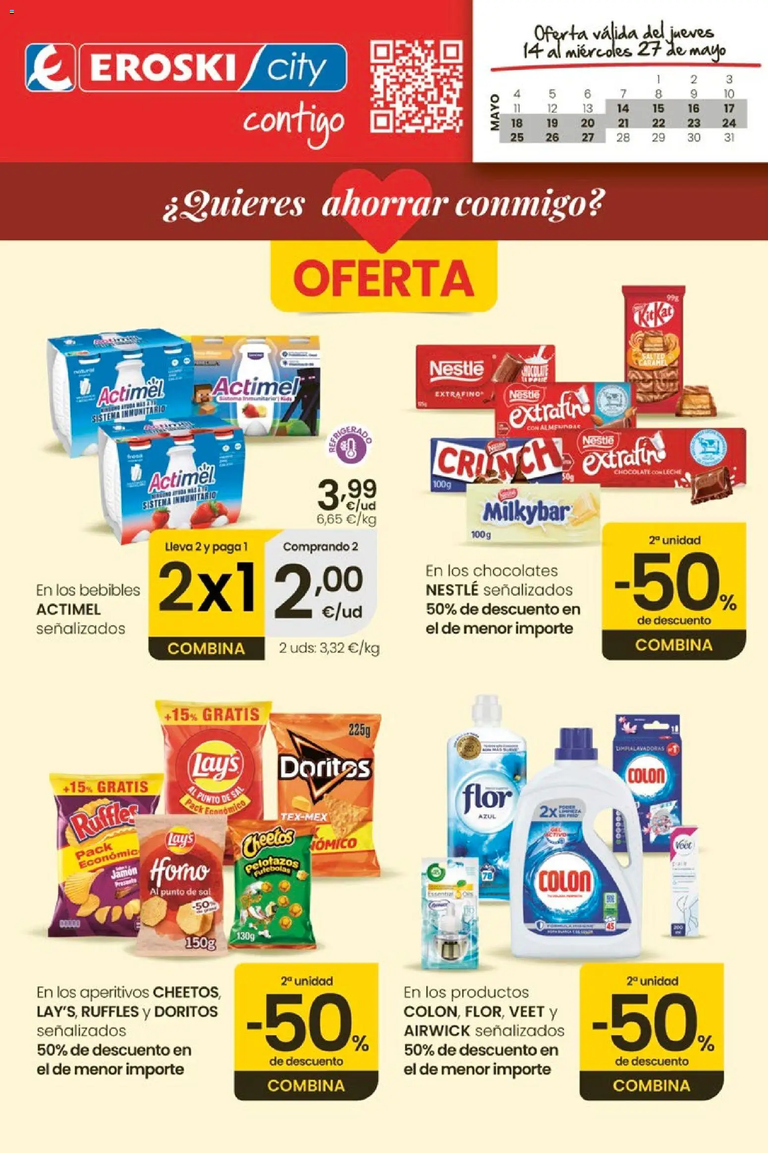 Eroski Quieres ahorrar conmigo │ válido desde el 14.05.2026 | Página: 1 | Productos: Leche, Chocolate, Jamón, Chocolate con leche