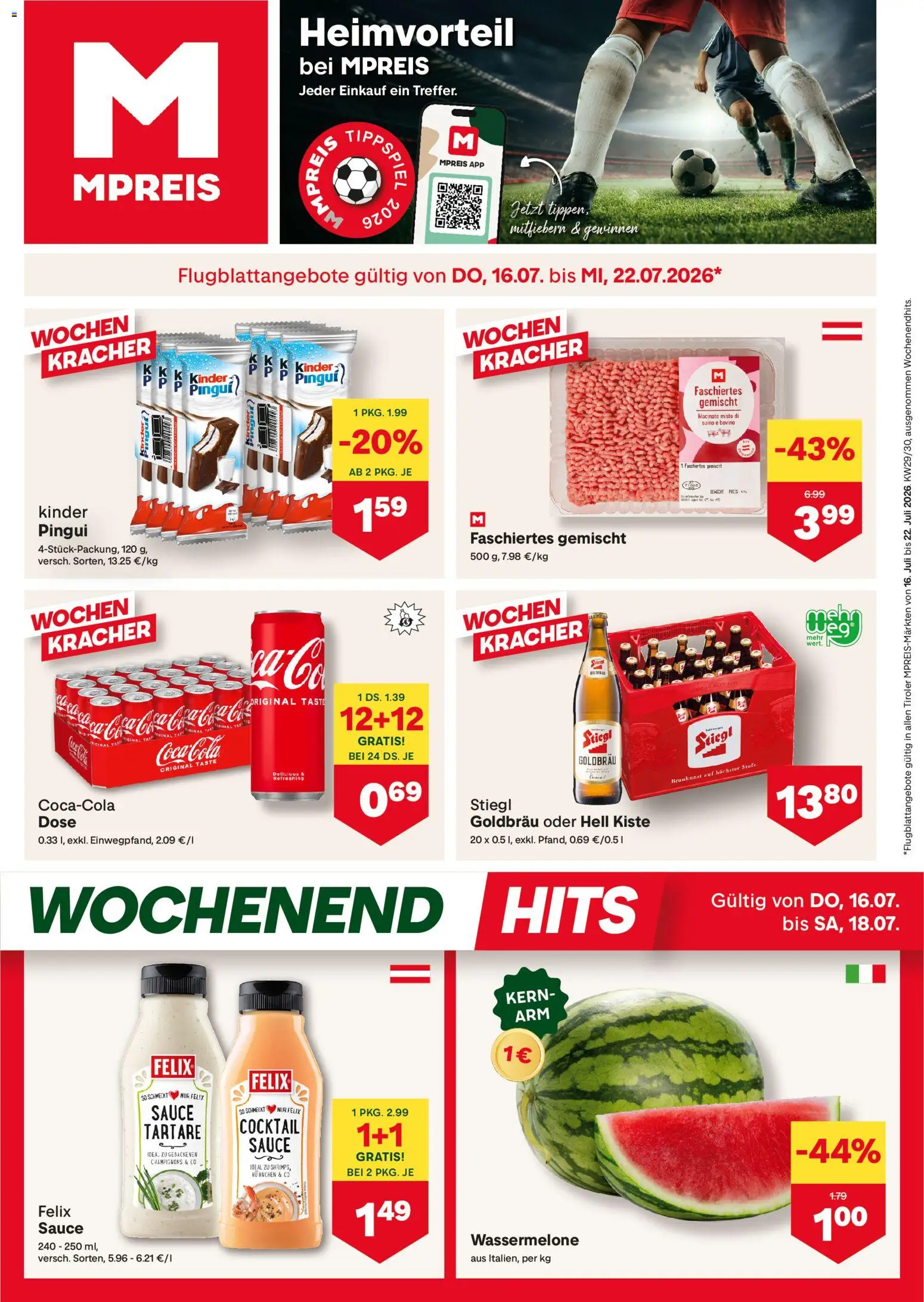 MPREIS Flugblatt gültig ab 16.07.2026 | Seite: 1 | Produkte: Wassermelone