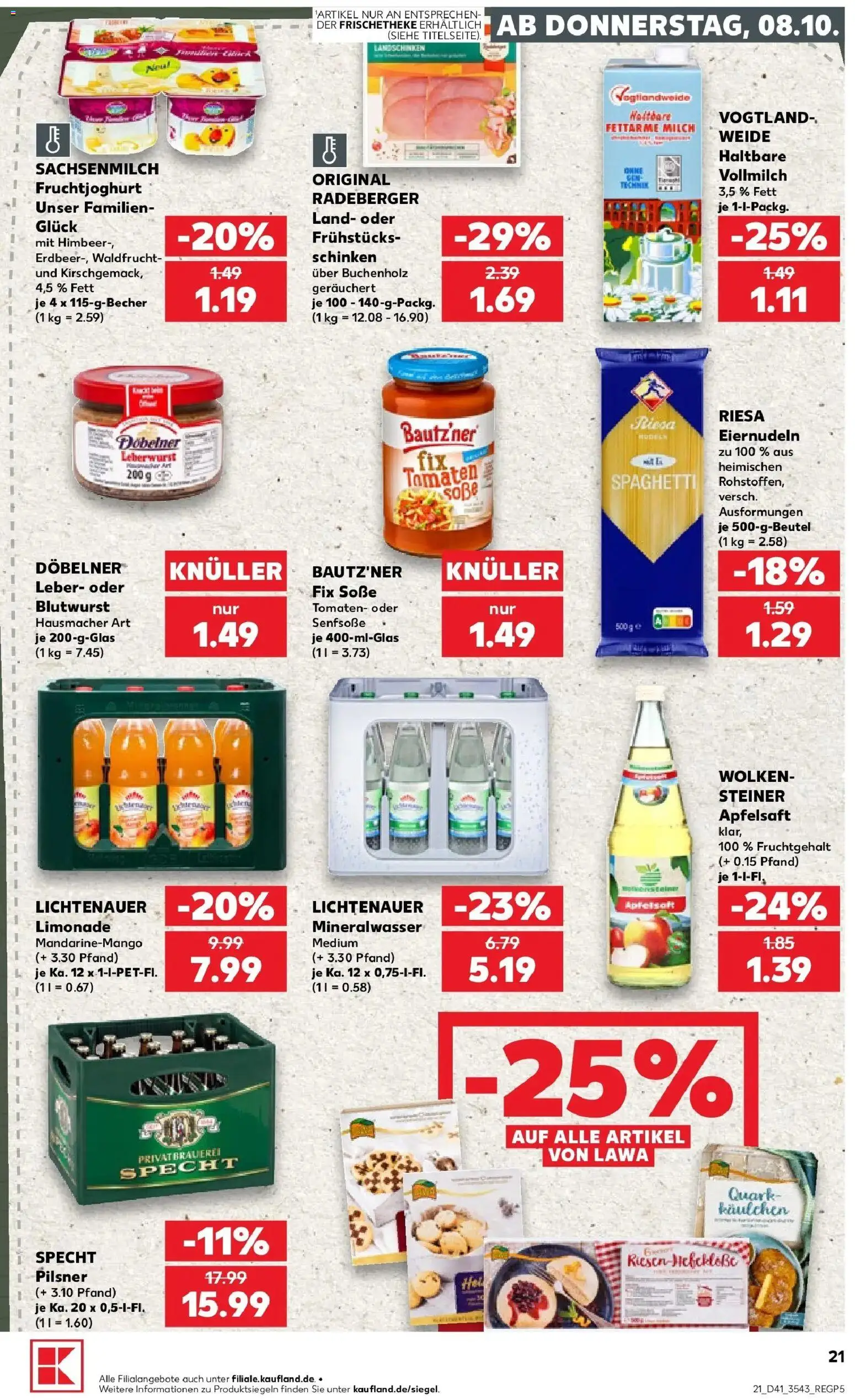 Prospekt Kaufland ab 08.10.2026 » Angebote Online zum Blättern | Seite: 21 | Produkte: Limonade, Tomaten, Fruchtjoghurt, Apfelsaft