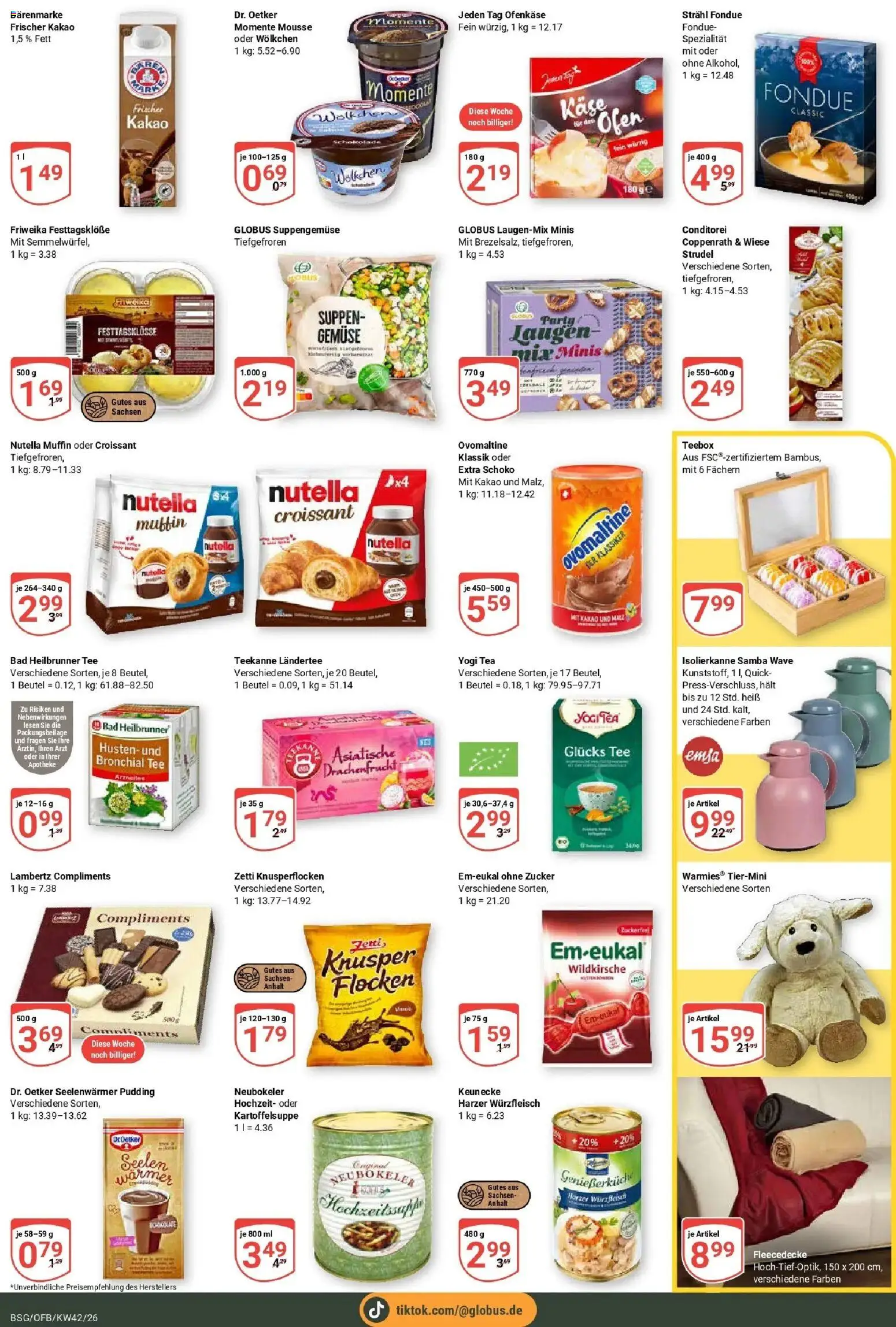 Globus Prospekt Braunschweig (ab 12.10.2026) » Angebote online | Seite: 18 | Produkte: Käse, Nutella, Tee, Fondue