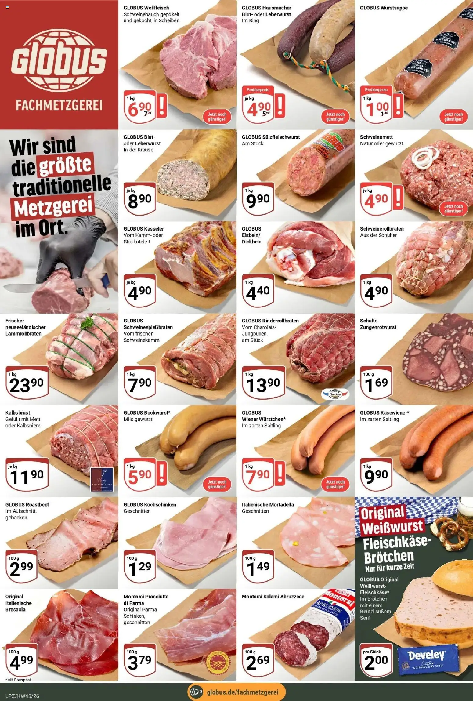 Globus Prospekt Leipzig (ab 19.10.2026) » Angebote online | Seite: 10 | Produkte: Schweinebauch, Weißwurst, Schulter, Salami