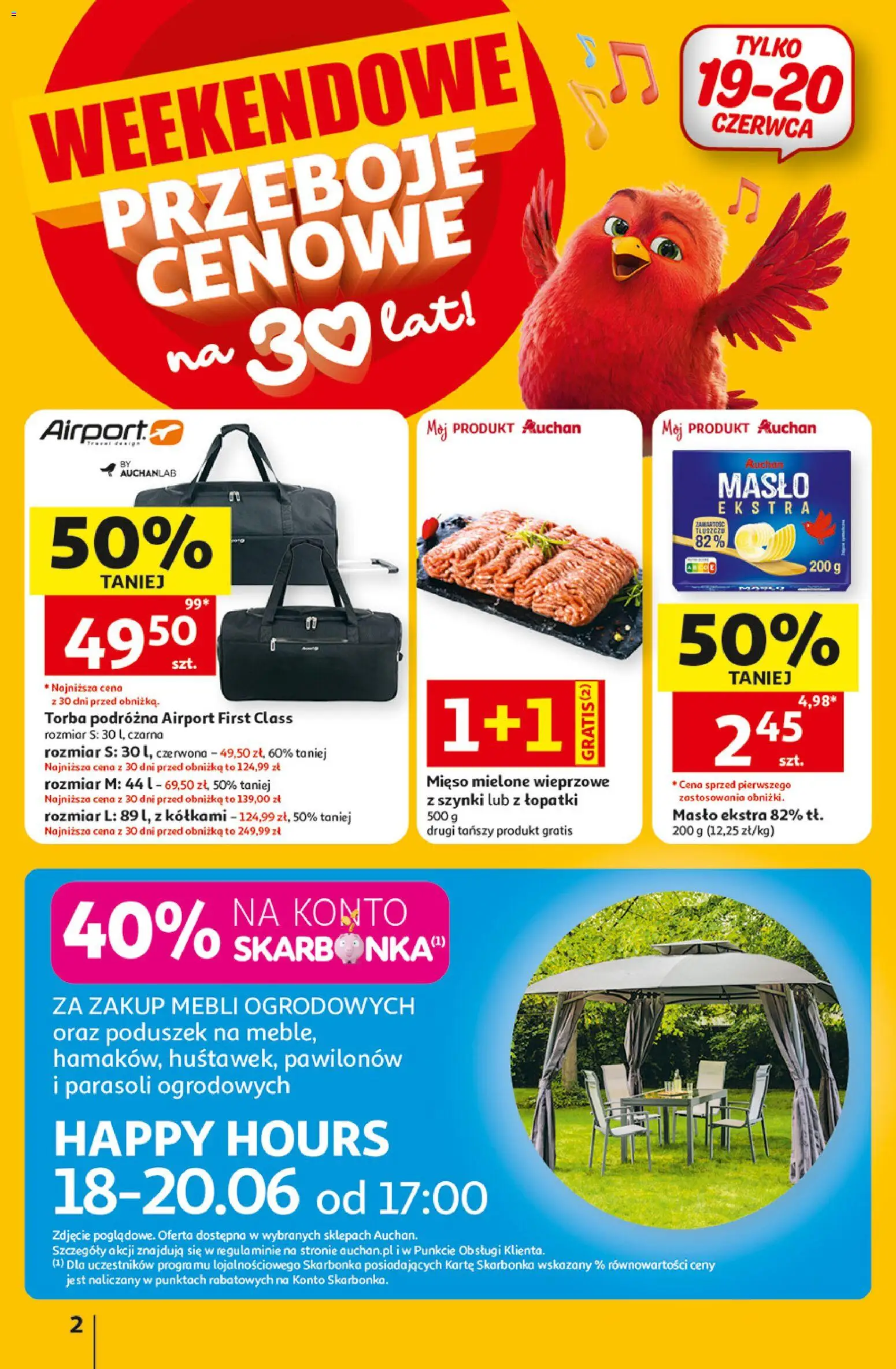 Auchan gazetka - 30 Lat Hipermarket od 18.06.2026 | Strona: 2 | Produkty: Torba podróżna, Torba, Mięso, Mięso mielone