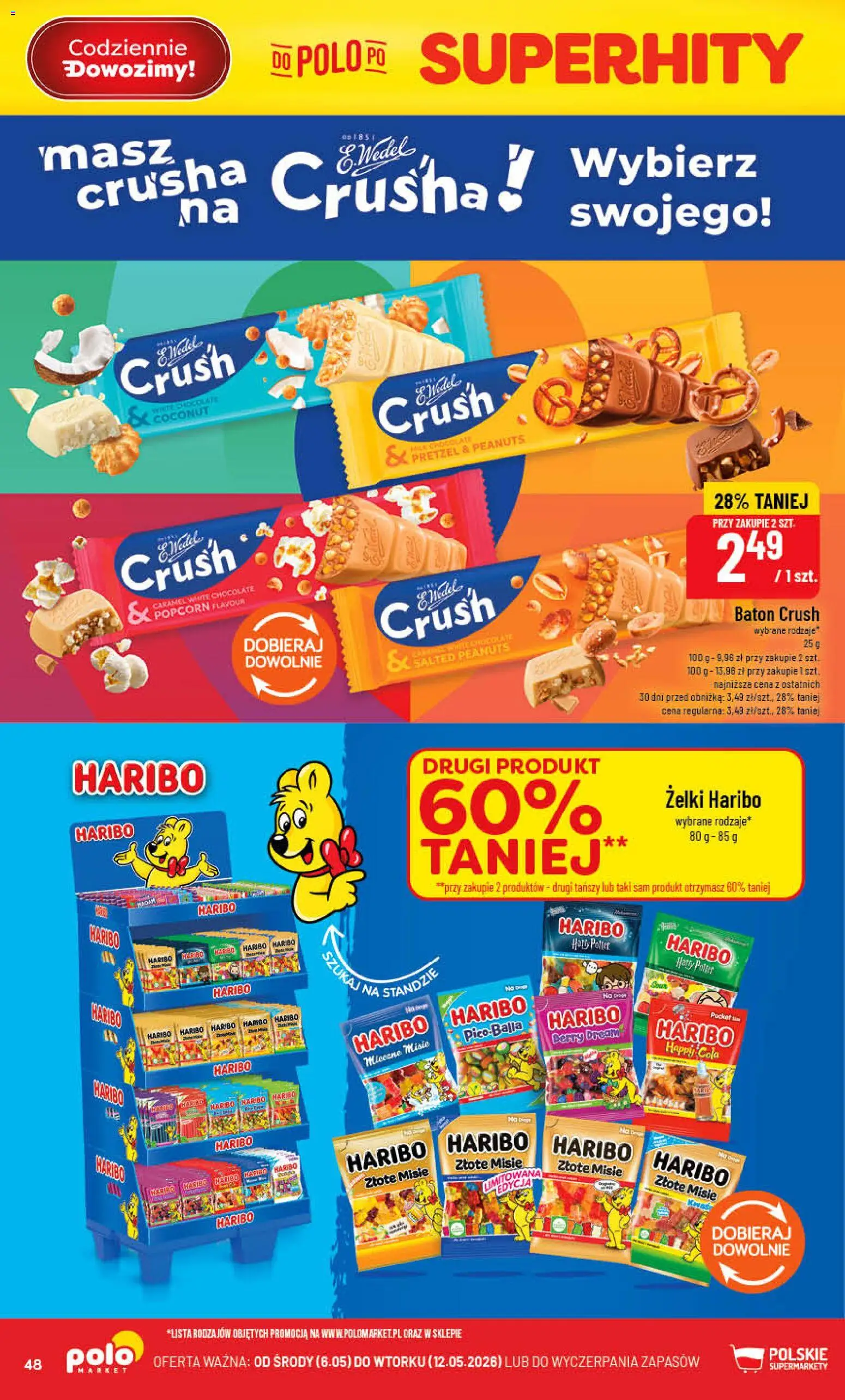 POLOmarket gazetka od 06.05.2026 | Strona: 48 | Produkty: Żelki haribo, Baton, Żelki, Popcorn