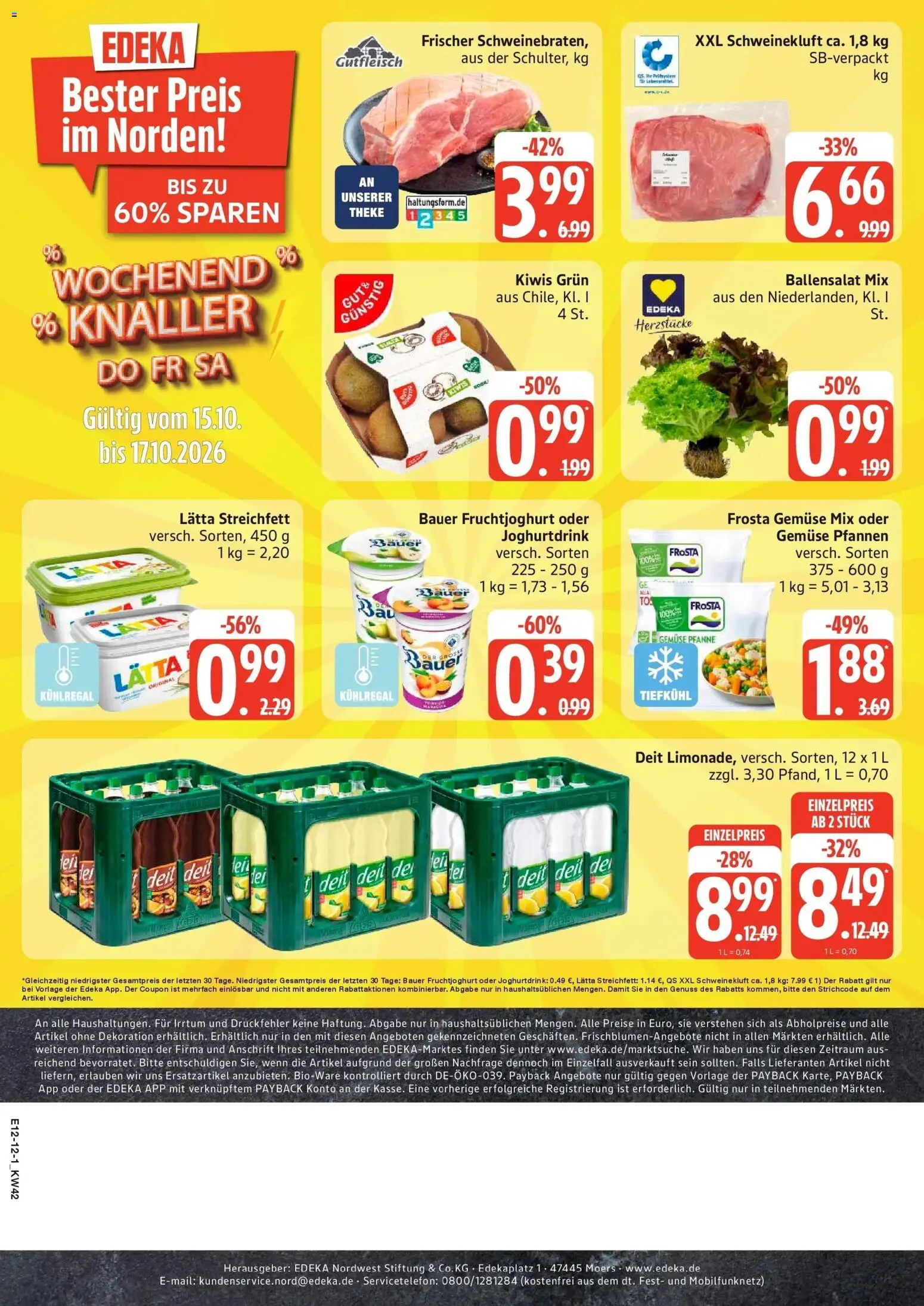 Edeka Prospekt Rostock-Gehlsdorf (ab 12.10.2026) » Angebote Online | Seite: 12 | Produkte: Fruchtjoghurt, Frosta, Gemüse, Lätta