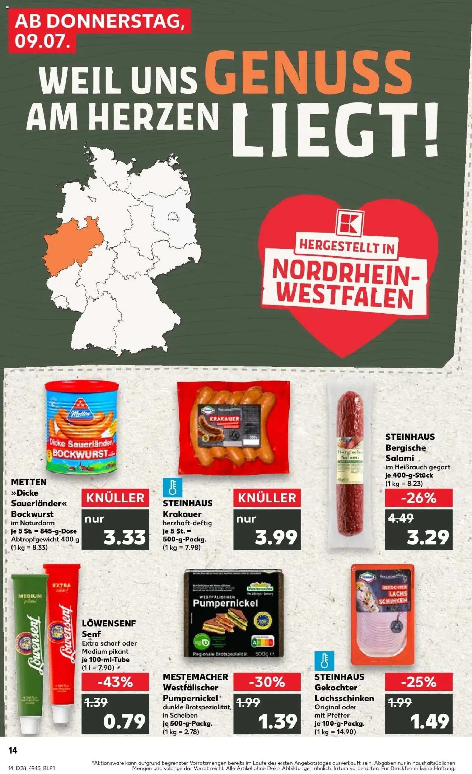 Kaufland Kaufland: Mo-Mi Der Wochenstart – gültig ab 05.07.2026 | Seite: 23 | Produkte: Lachs, Pfeffer, Salami, Schinken