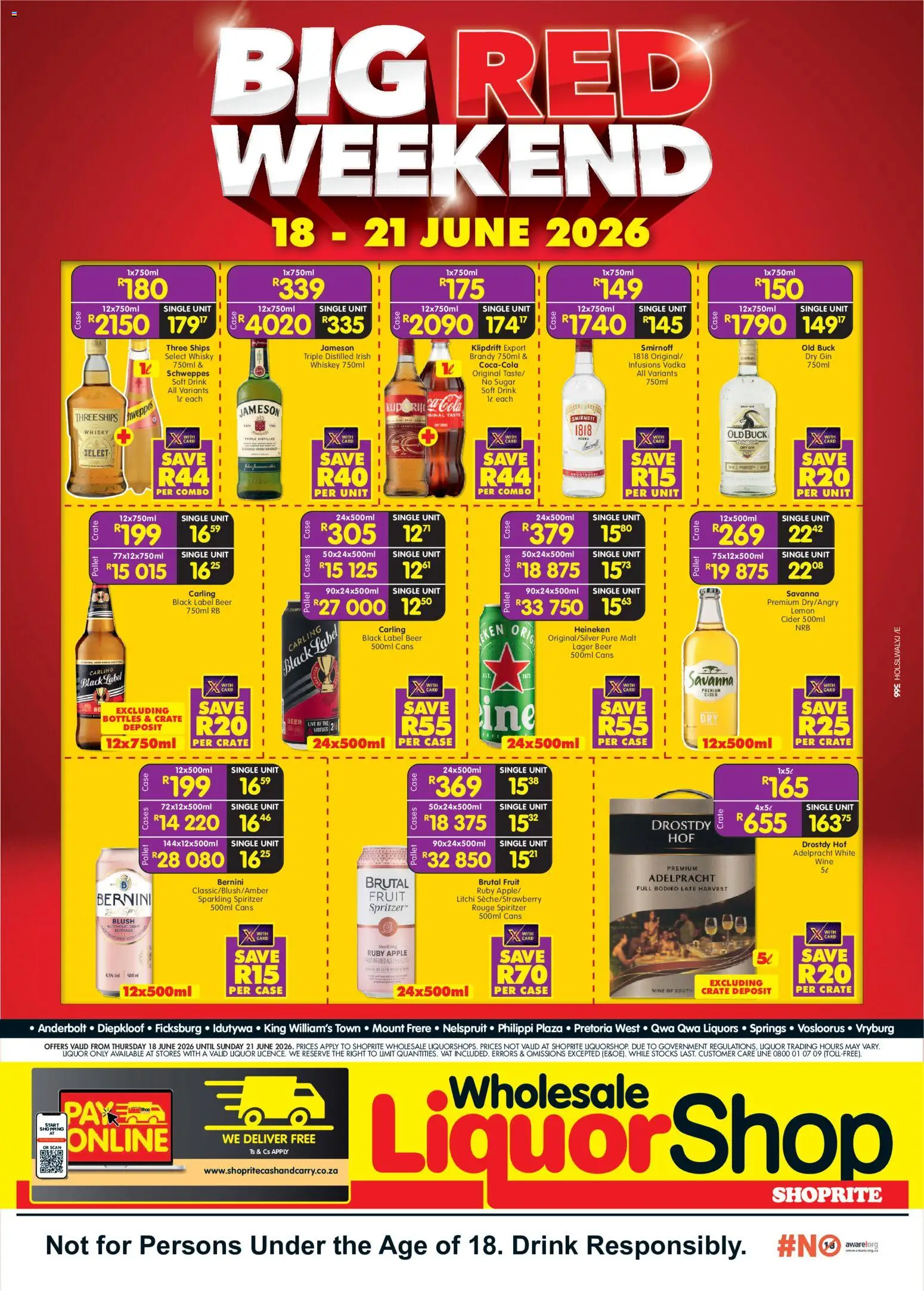 New Shoprite catalogue – valid from 18.06.2026 | Page: 1 | Products: Wine, Beer, Vodka, Fruit