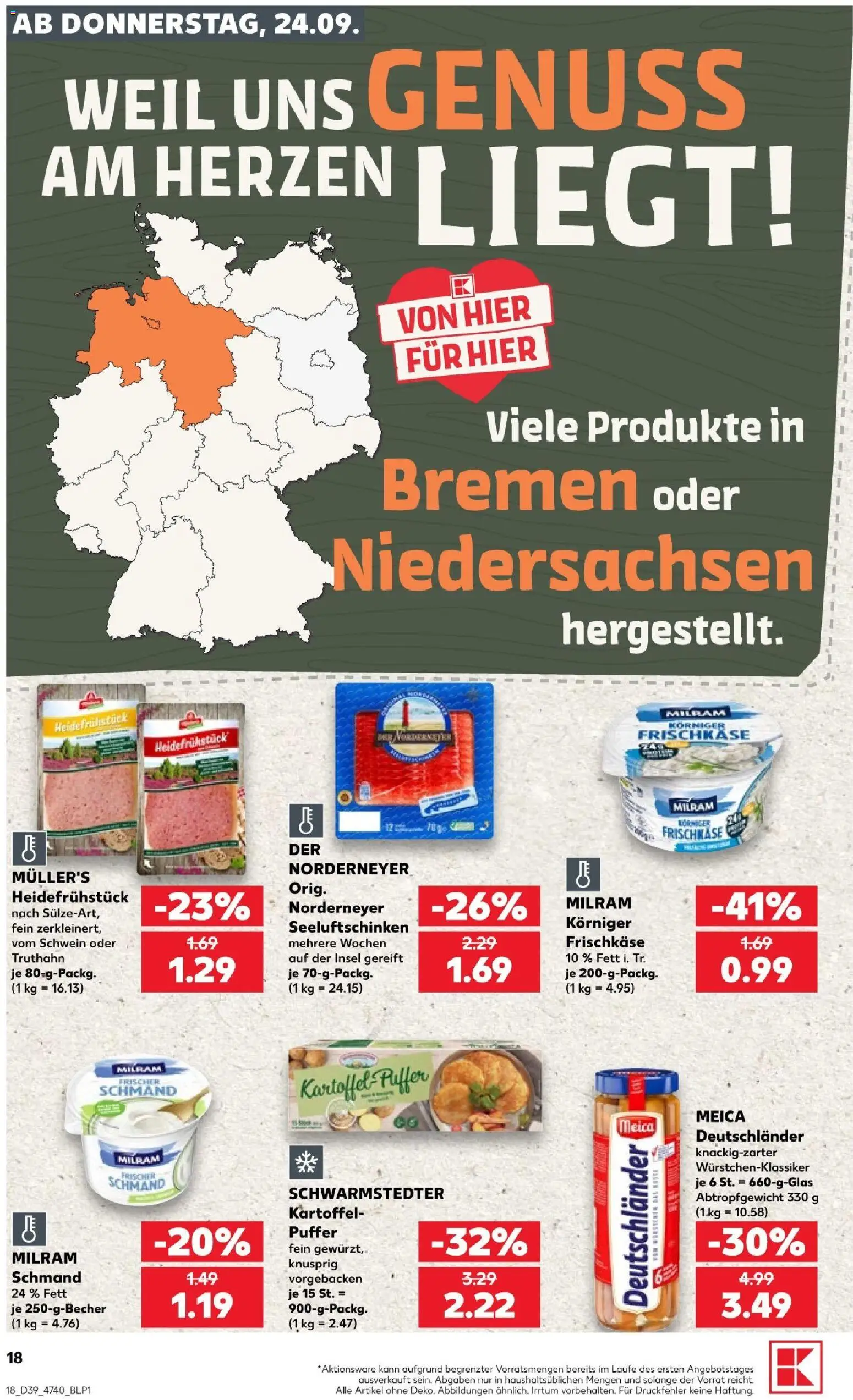 Kaufland Prospekt Hannover – gültig ab 24.09.2026 | Seite: 18 | Produkte: Meica, Milram, Frischkase
