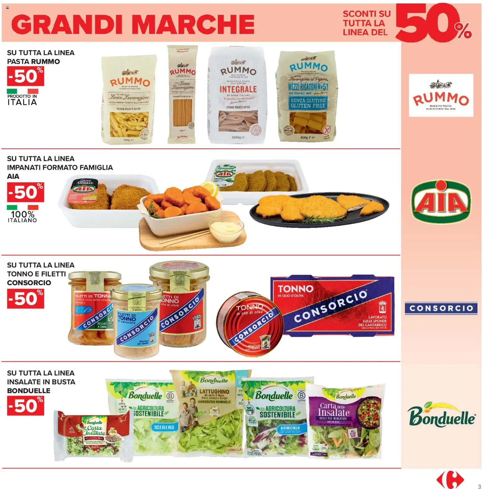 Volantino Carrefour del 15/09/2026 | Pagina: 3 | Prodotti: Pasta, Tonno, Carne, Olio di Oliva
