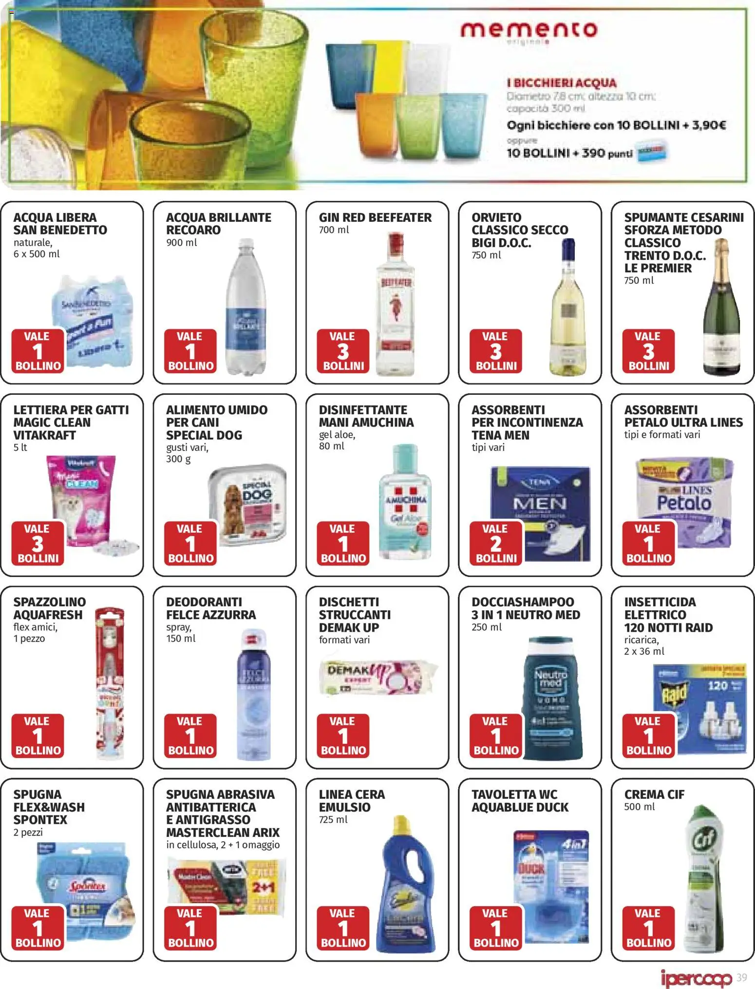 Volantino Ipercoop del 16/07/2026 | Pagina: 39 | Prodotti: Spugna, Crema, Tavoletta wc, Gin