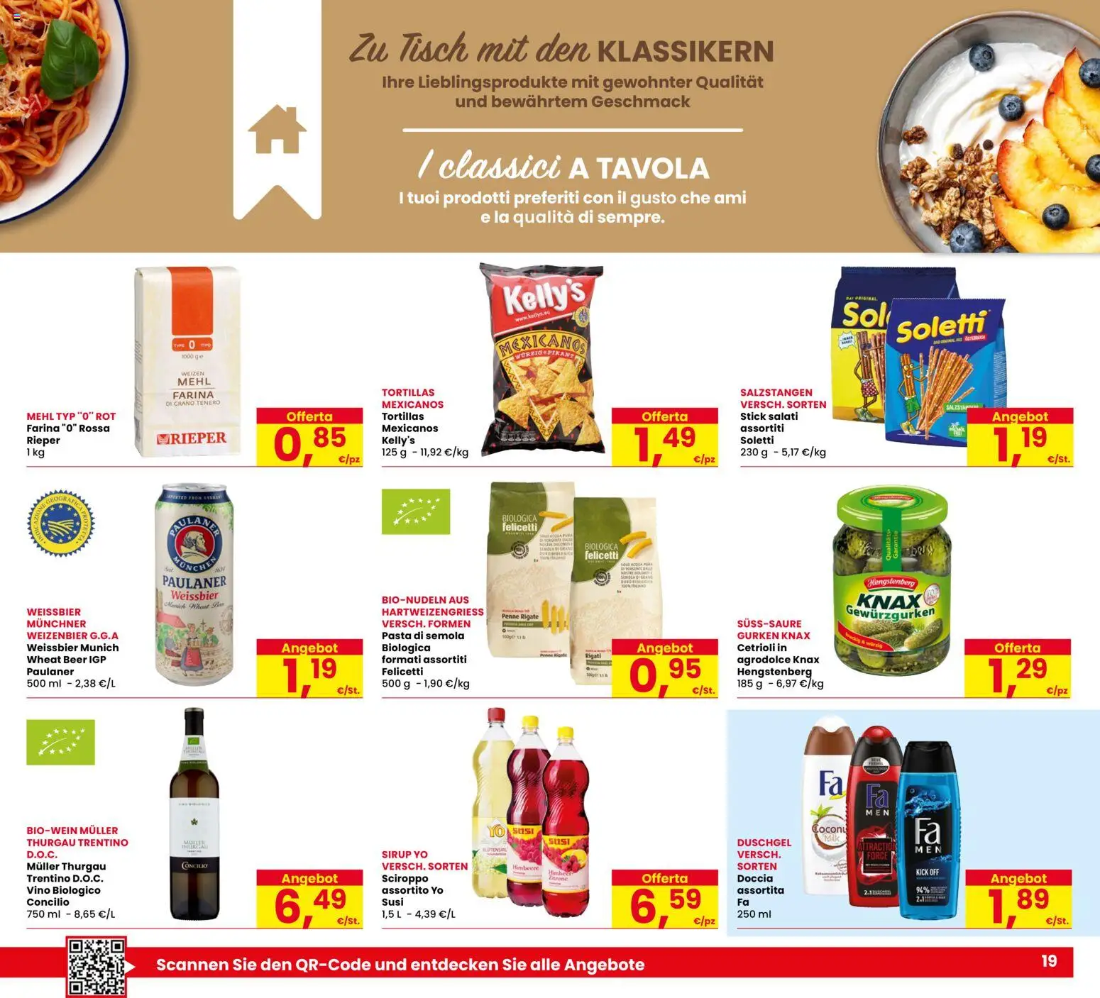 Volantino Eurospar del 20/08/2026 | Pagina: 19 | Prodotti: Vino, Farina, Sciroppo, Semola