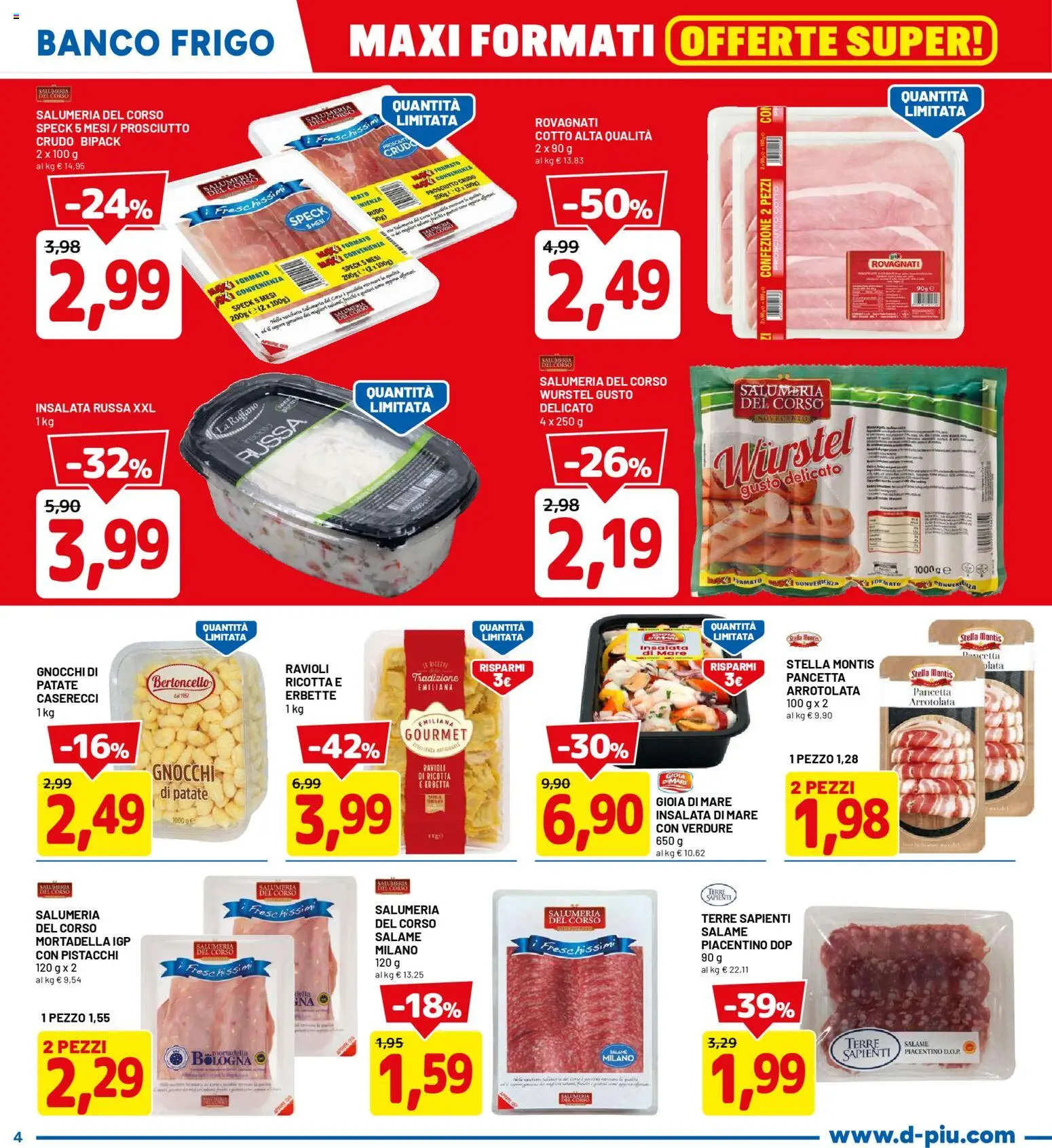 Volantino D Più del 20.04.2026 | Pagina: 4 | Prodotti: Speck, Salame, Gnocchi, Insalata russa