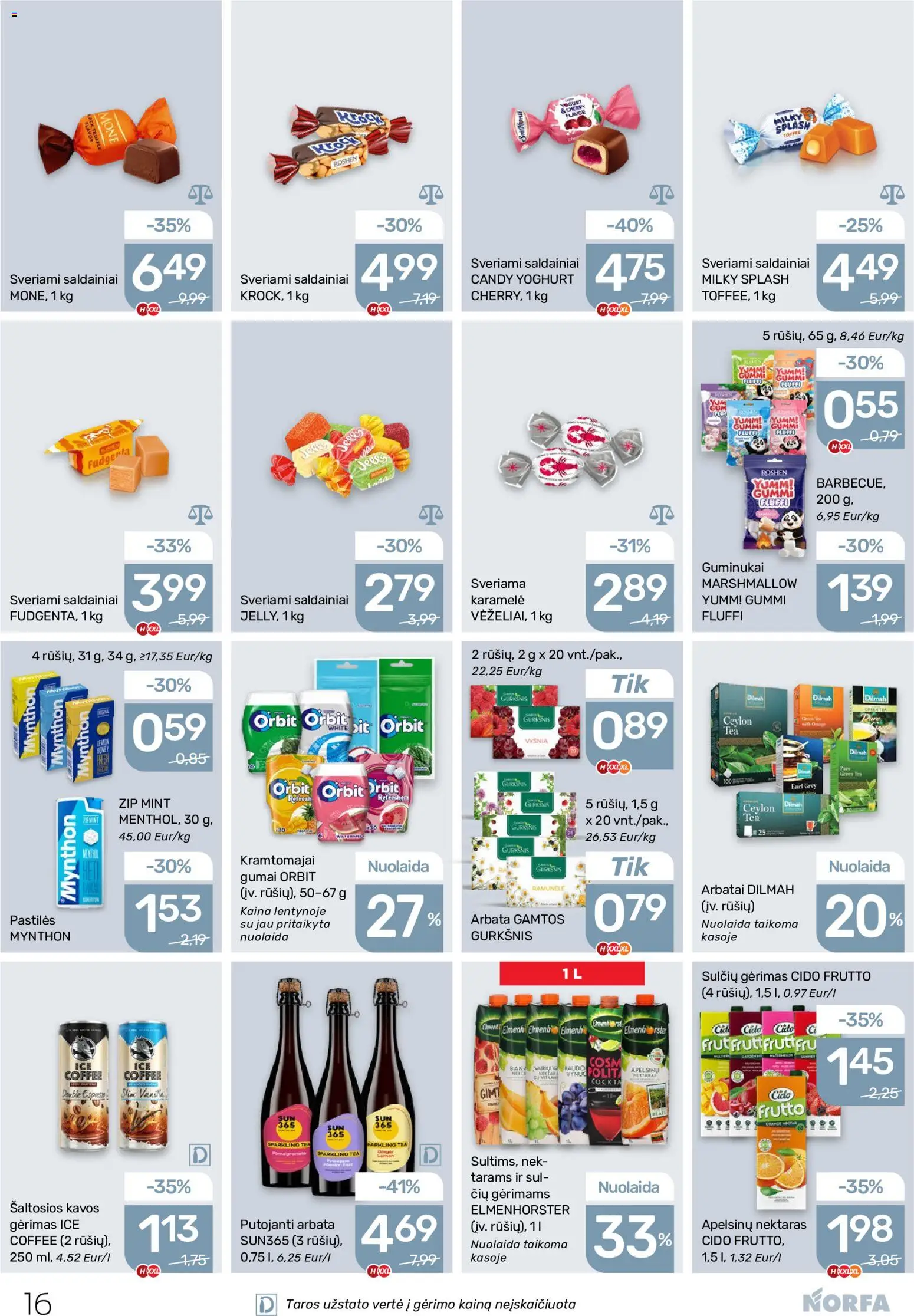 NORFA akcijos nuo 2026.10.15 | Puslapis: 16 | Prekių: Arbata, Guminukai, Saldainiai