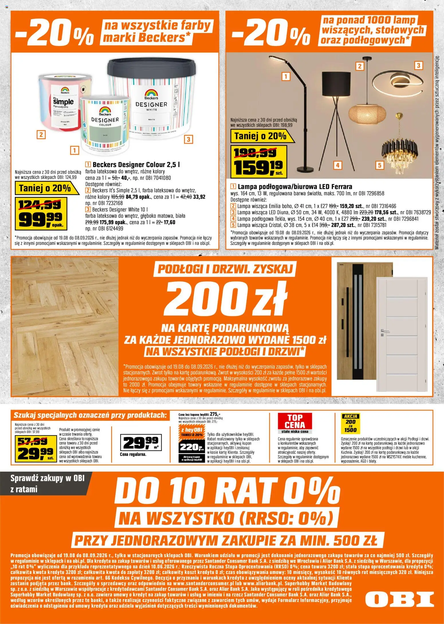 OBI gazetka od 19.08.2026 | Strona: 16 | Produkty: Lampa, Drzwi