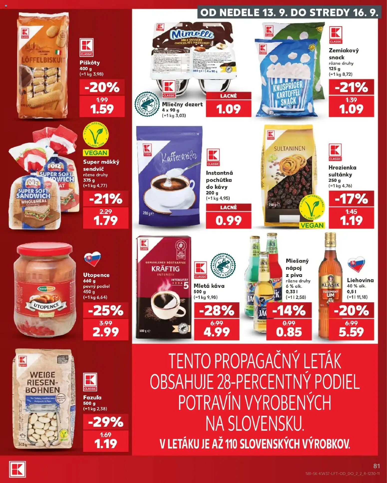 Kaufland SK akciós ujság - amely érvényes a következő dátumtól: 2026.09.10. | Oldal: 81 | Termékek: Tento, Protein, Vegán