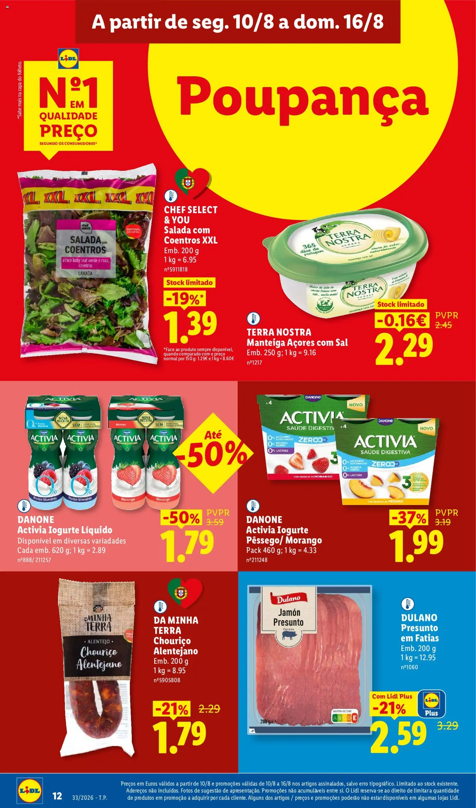 Lidl folheto │ válido de 10/08/2026 | Página: 12 | Produtos: Presunto, Chouriço, Frutos silvestres, Iogurte liquido