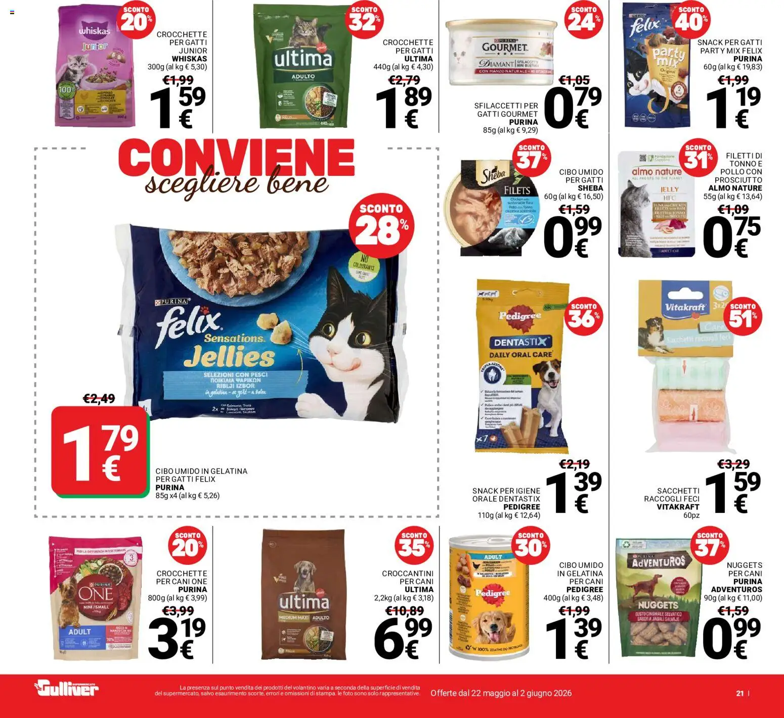 Volantino Gulliver del 22.05.2026 | Pagina: 21 | Prodotti: Manzo, Nuggets, Prosciutto, Crocchette