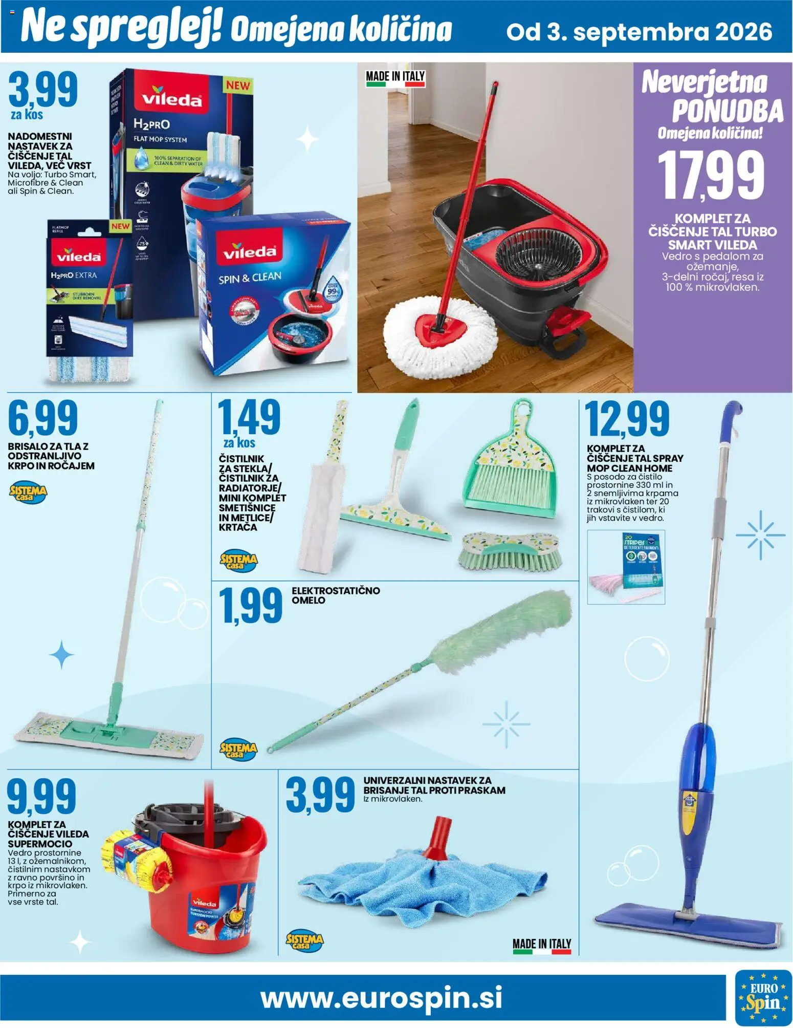 Novi Eurospin katalog ponudbe – veljaven od 03.09.2026 | Stran: 15 | Izdelki: Kos, Krtaca, Vedro