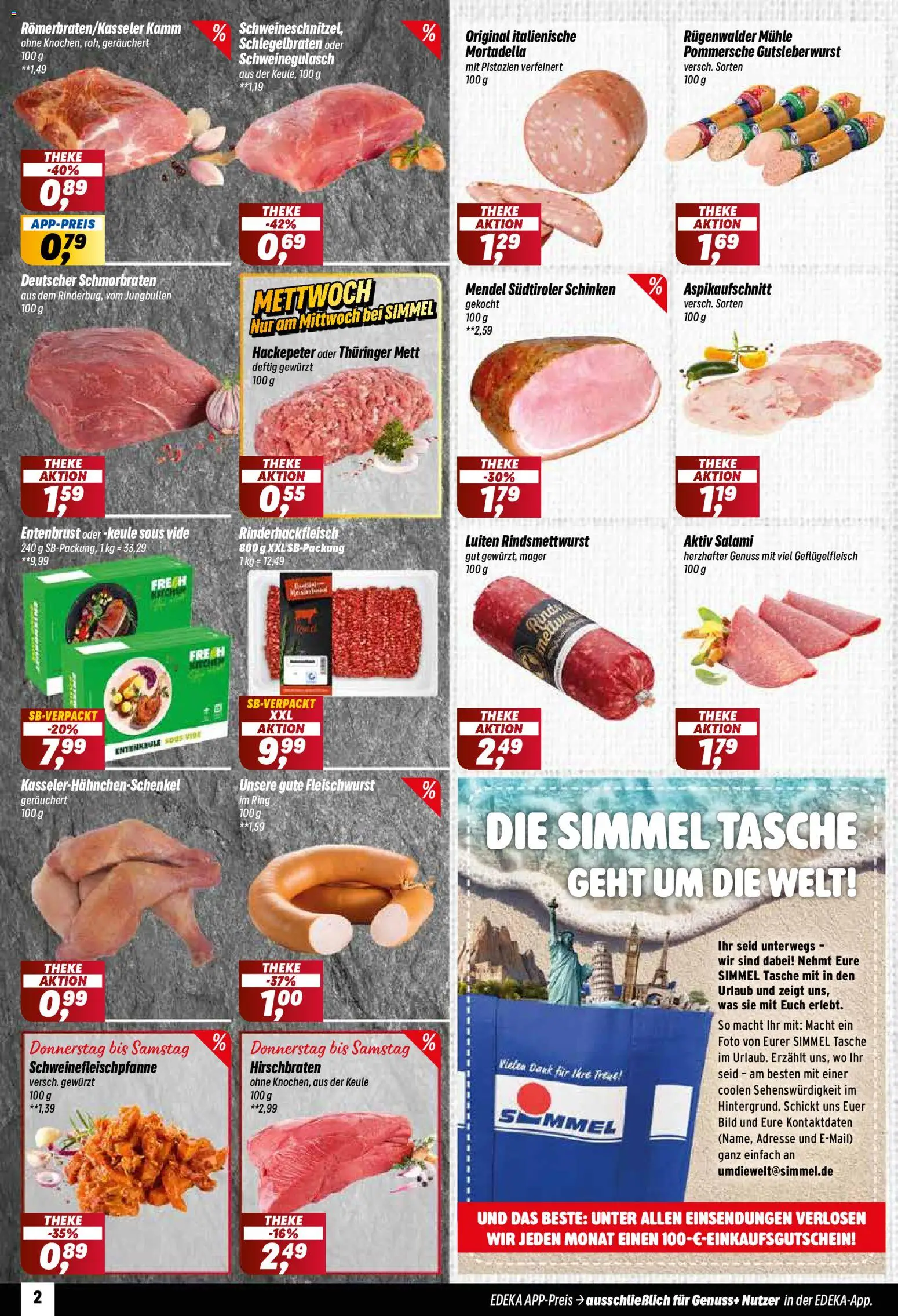 Simmel Prospekt – gültig ab 05.10.2026 | Seite: 2 | Produkte: Schweinegulasch, Tasche, Mühle, Salami